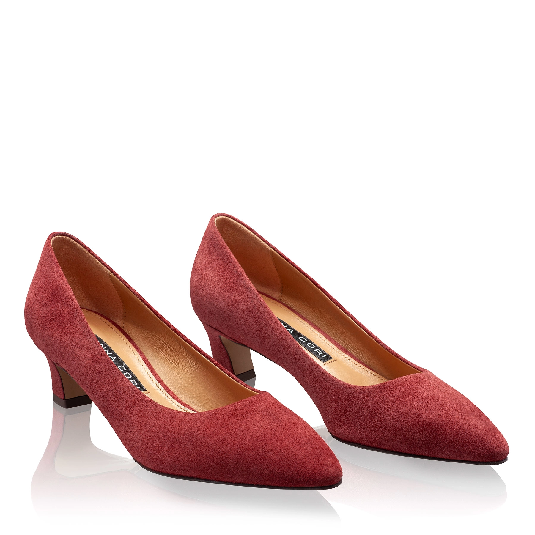 Mid-heel Pointed Toe Pumps 8218 Camoscio Bordo