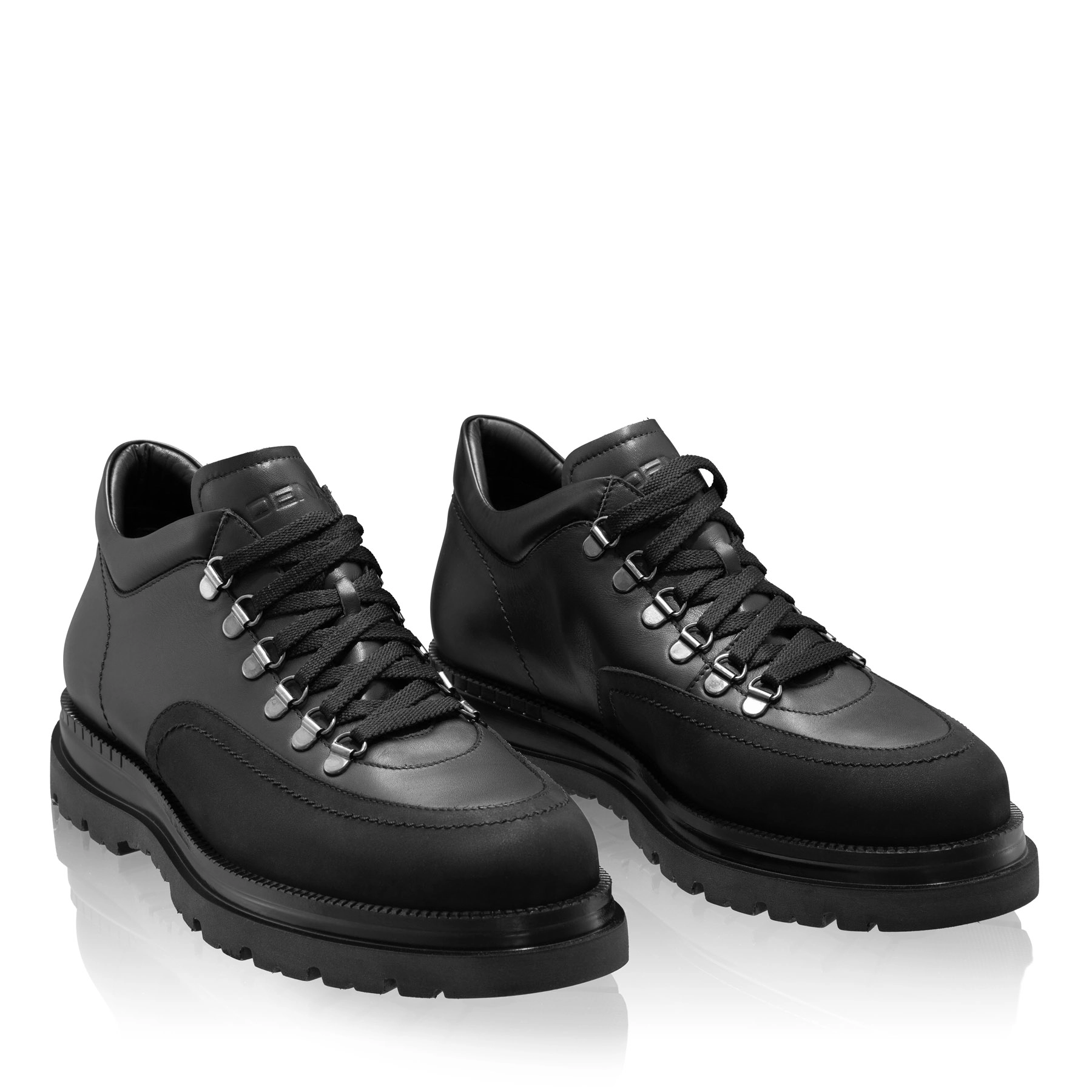 Men Genuine Leather Casual Shoes 7757 Vitello+Nabuck Black