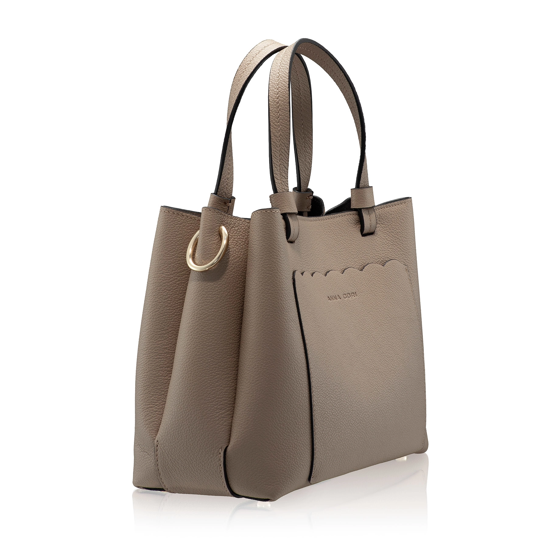 Women Leather Hand Bag CAYA 02 BOTTALATO TAUPE