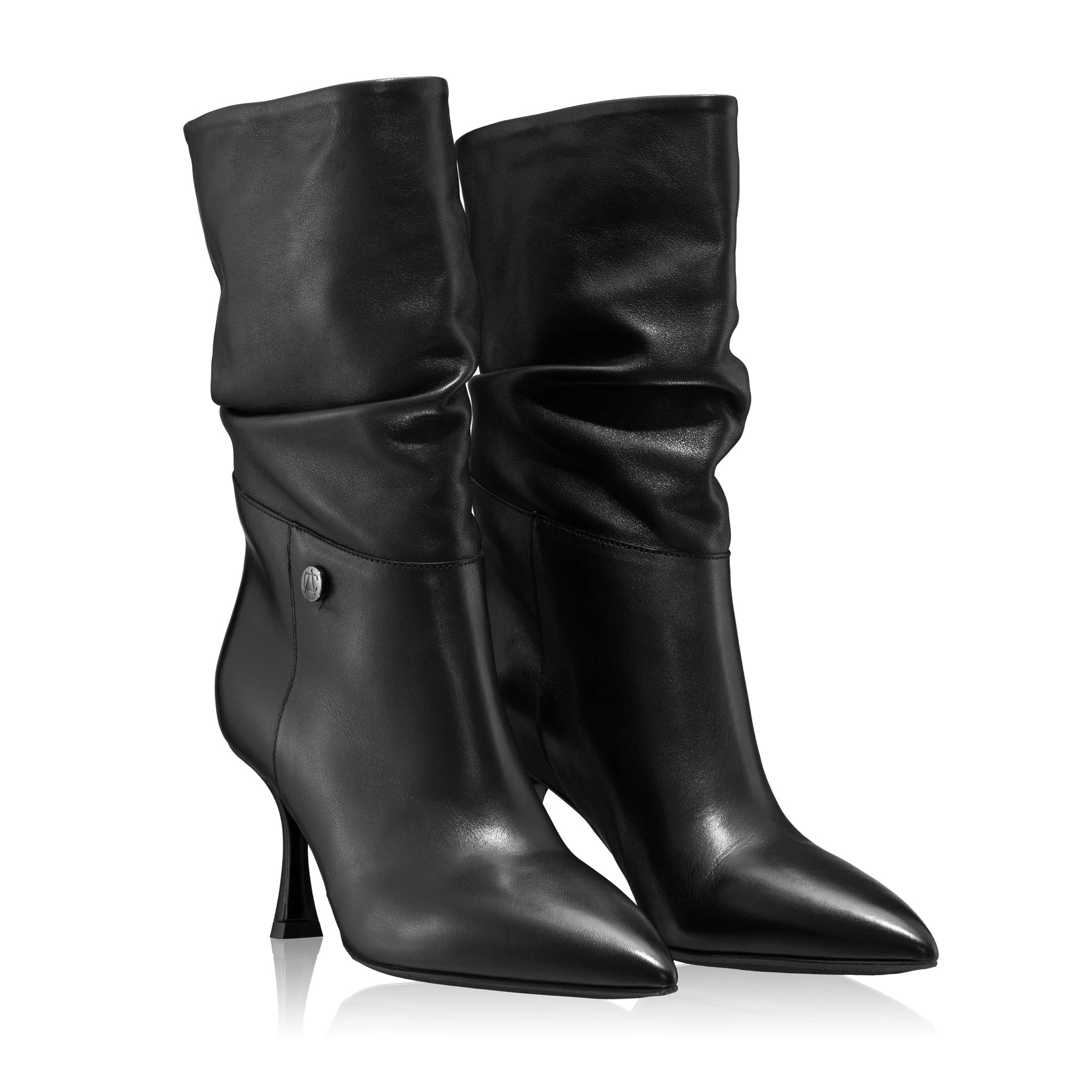 Mid-heel Leather Boots 6476 Vitello Black