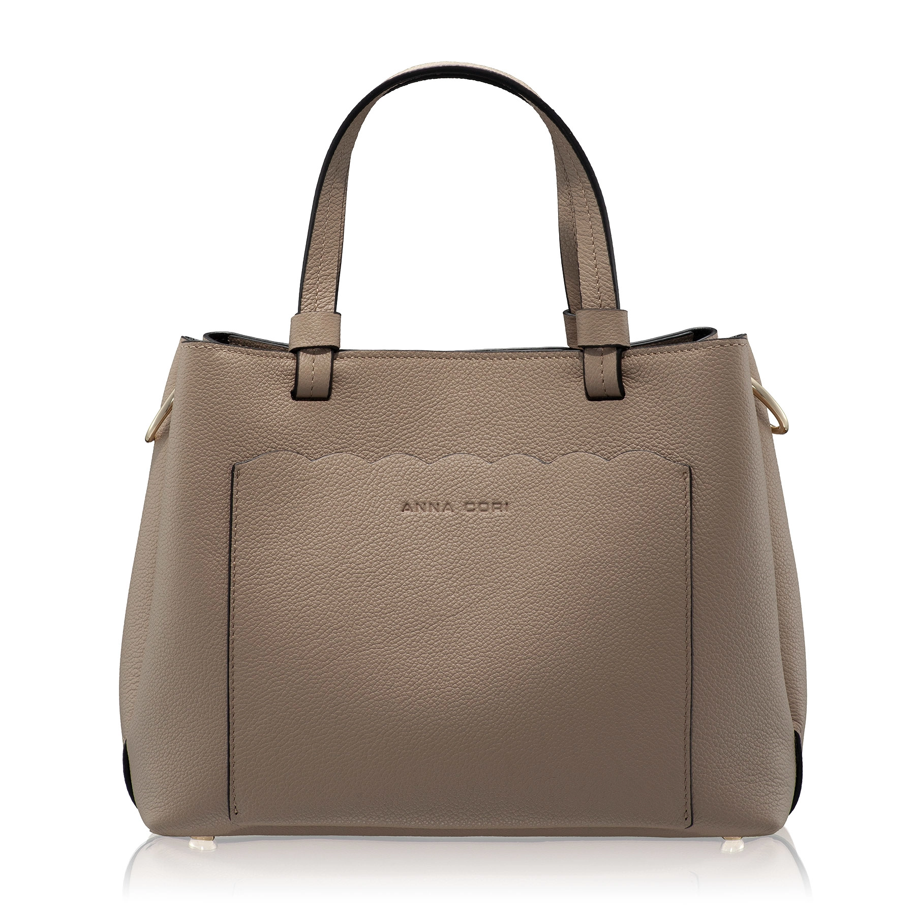 Women Leather Hand Bag CAYA 02 BOTTALATO TAUPE