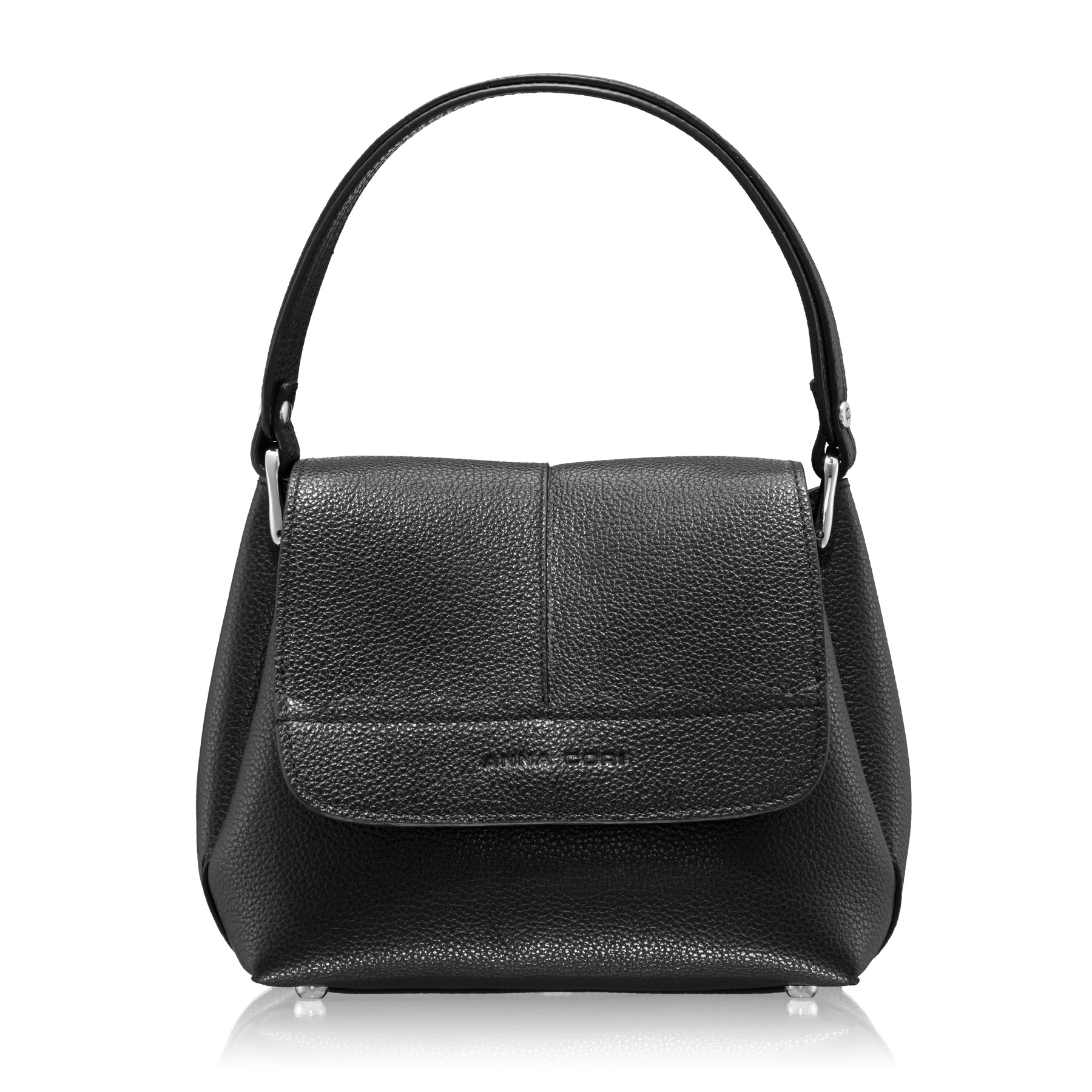 Women Leather Hand Bag CAYA 01 BOTTALATO BLACK