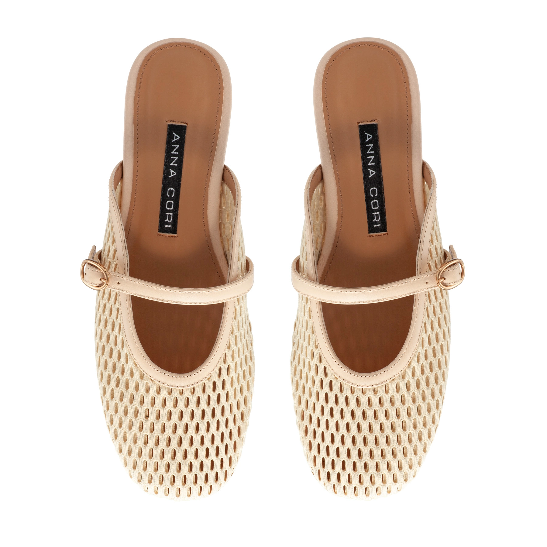 Women Leather Mules 8059 Rete+Vitello Beige