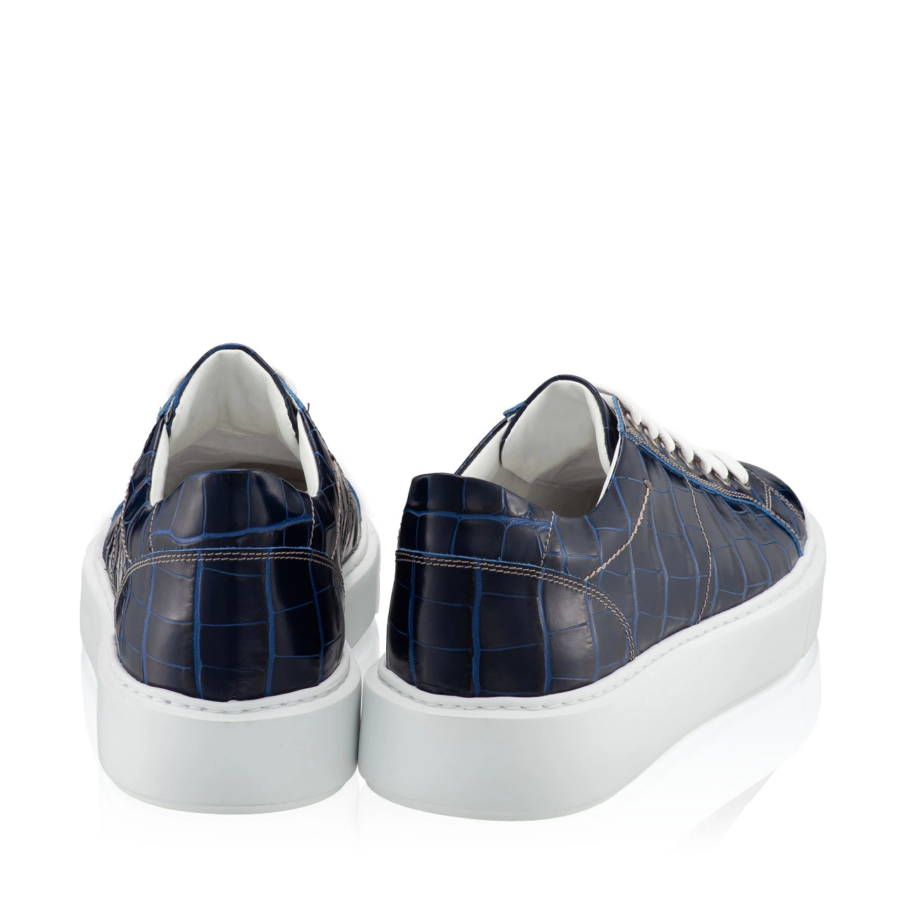 Men genuine leather sports shoes 6897 Croco Blue