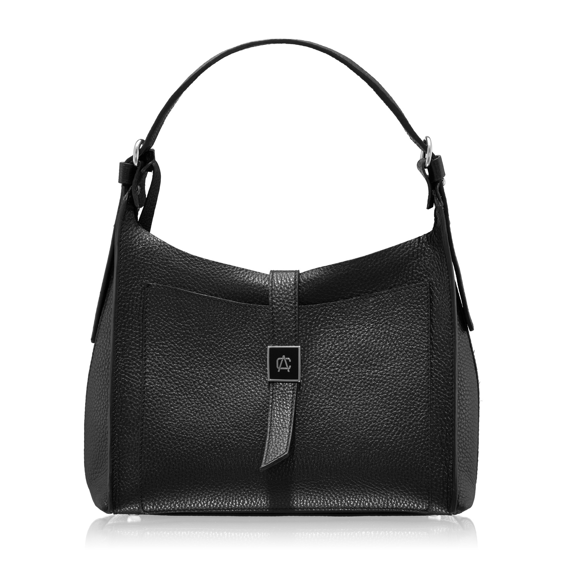 Women Leather Handbag BLUMA 02 BOTTALATO BLACK