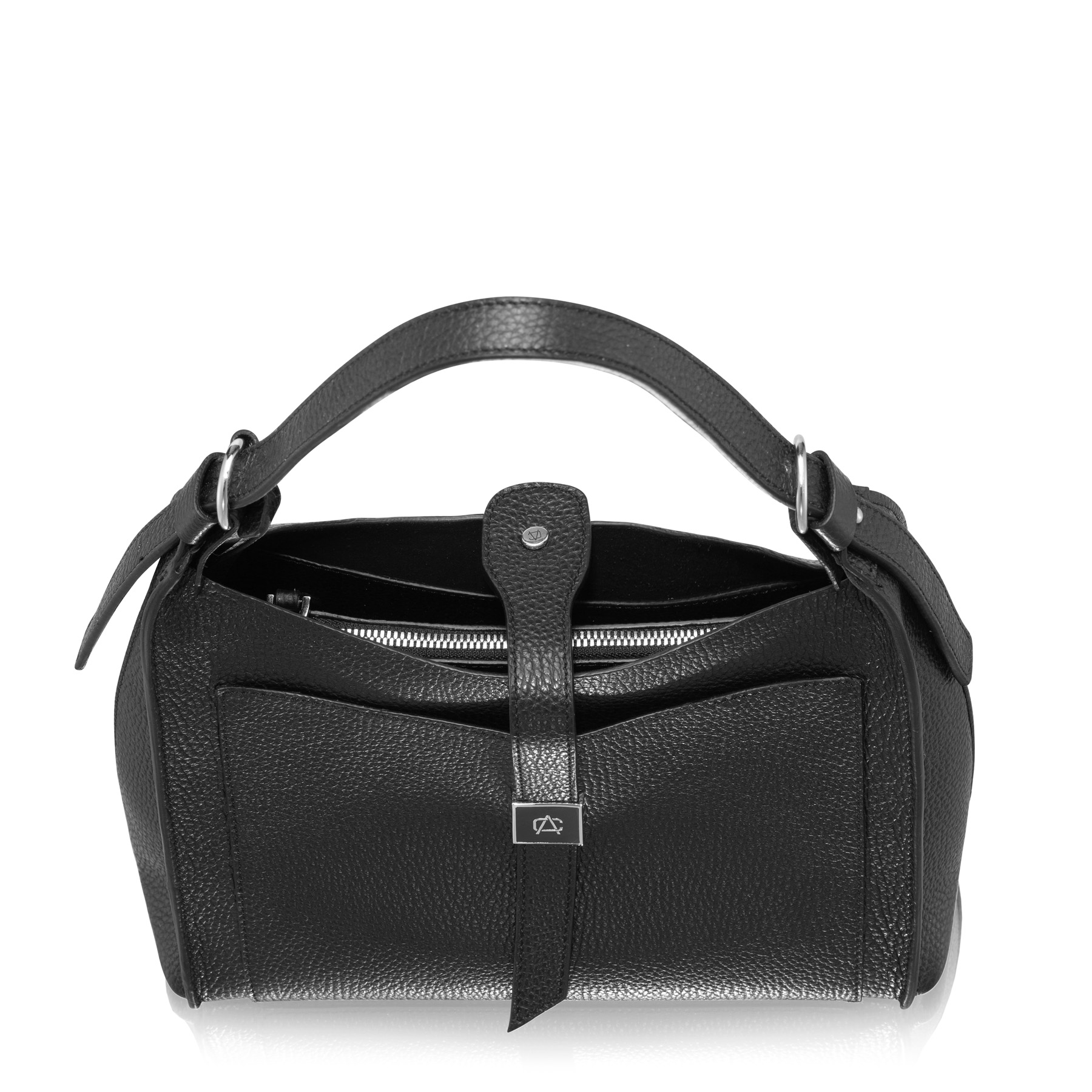 Women Leather Handbag BLUMA 02 BOTTALATO BLACK