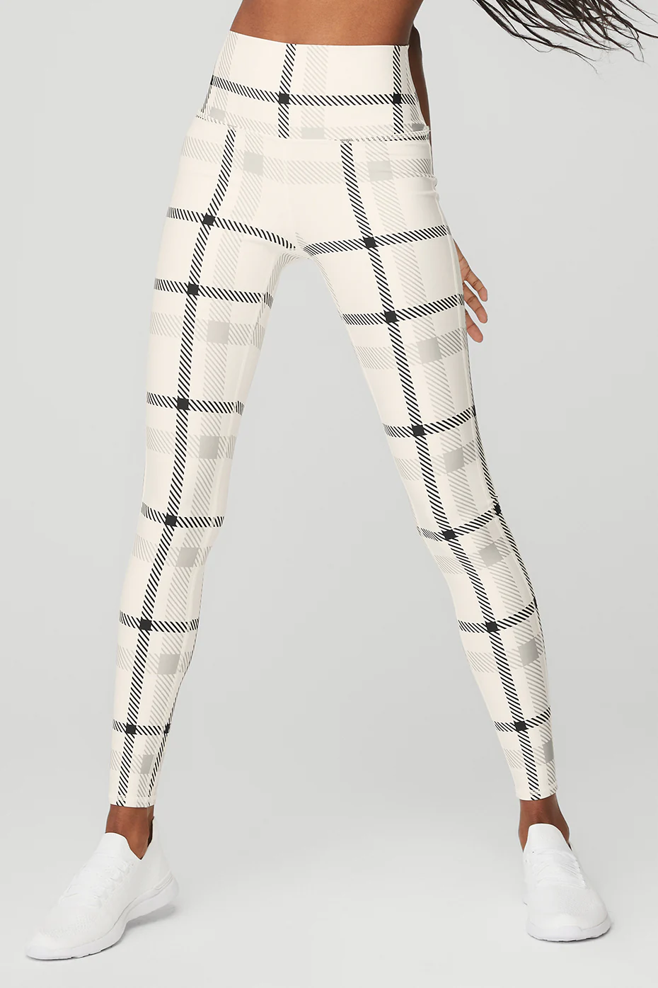 Airlift High-Waist Magnified Plaid Legging - Ivory/Black
