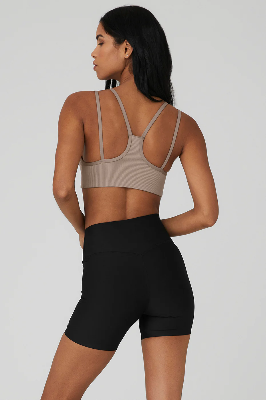 Airlift Ribbed Jump Start V-Neck Bra - Taupe