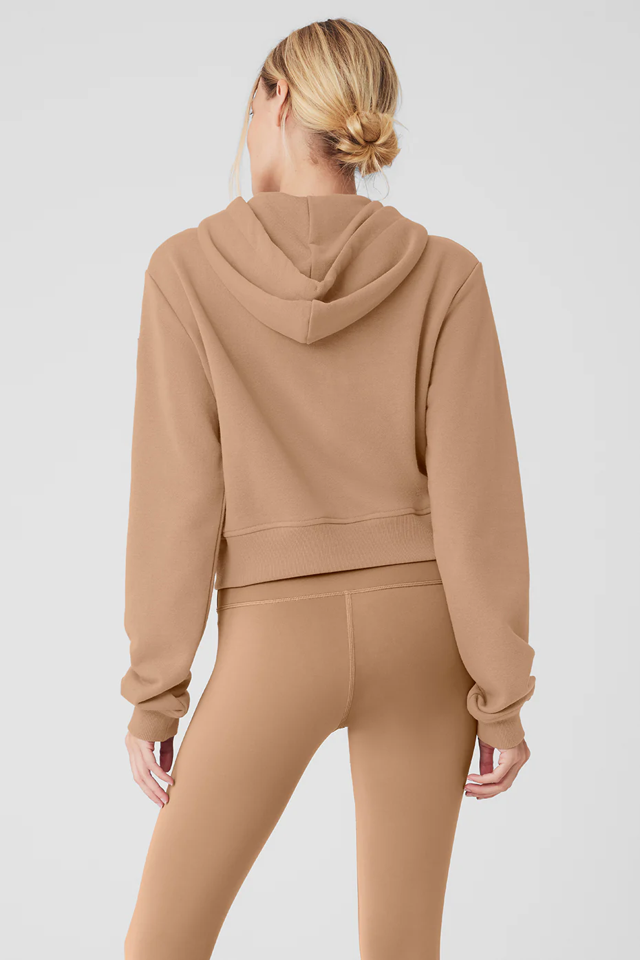 Routine Cropped Zip Hoodie - Toasted Almond