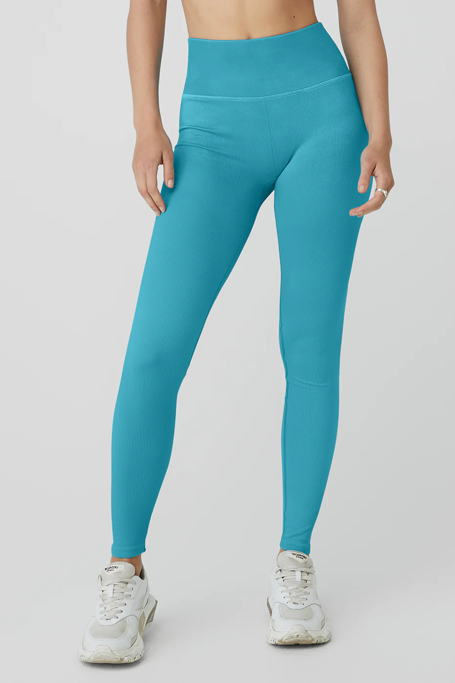 Seamless High-Waist Ribbed Legging - Blue Splash