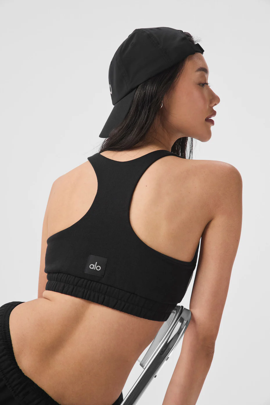 Scoop Neck Sweatshirt Bra - Black