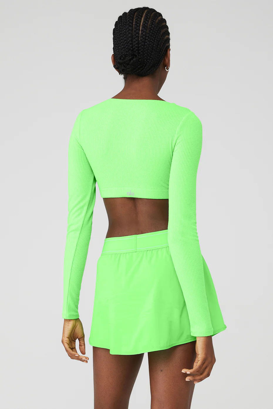Ribbed Defined Long Sleeve Bra - Green Glow