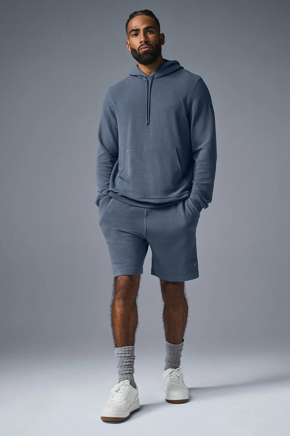 Micro Waffle Fast Break Hoodie - Bluestone
