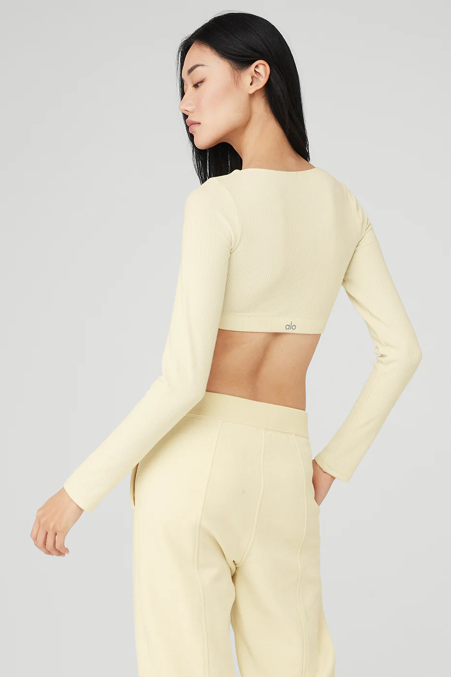 Ribbed Defined Long Sleeve Bra - French Vanilla