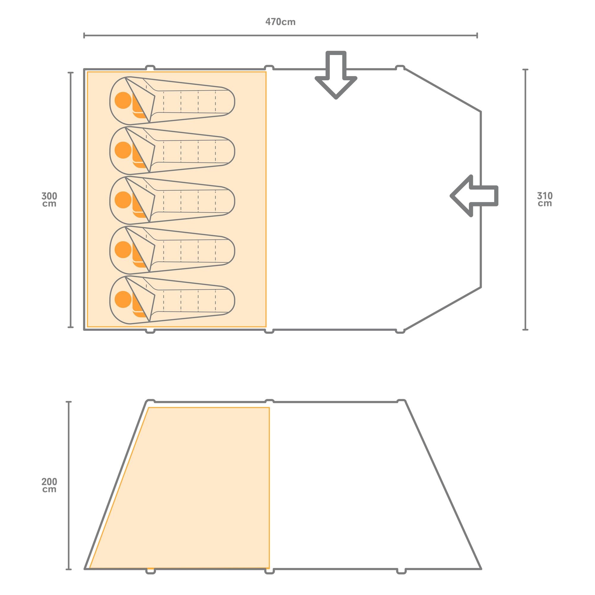 Kolima 5-Man Inflatable Family Tent | Laser Blue Ebony Grey