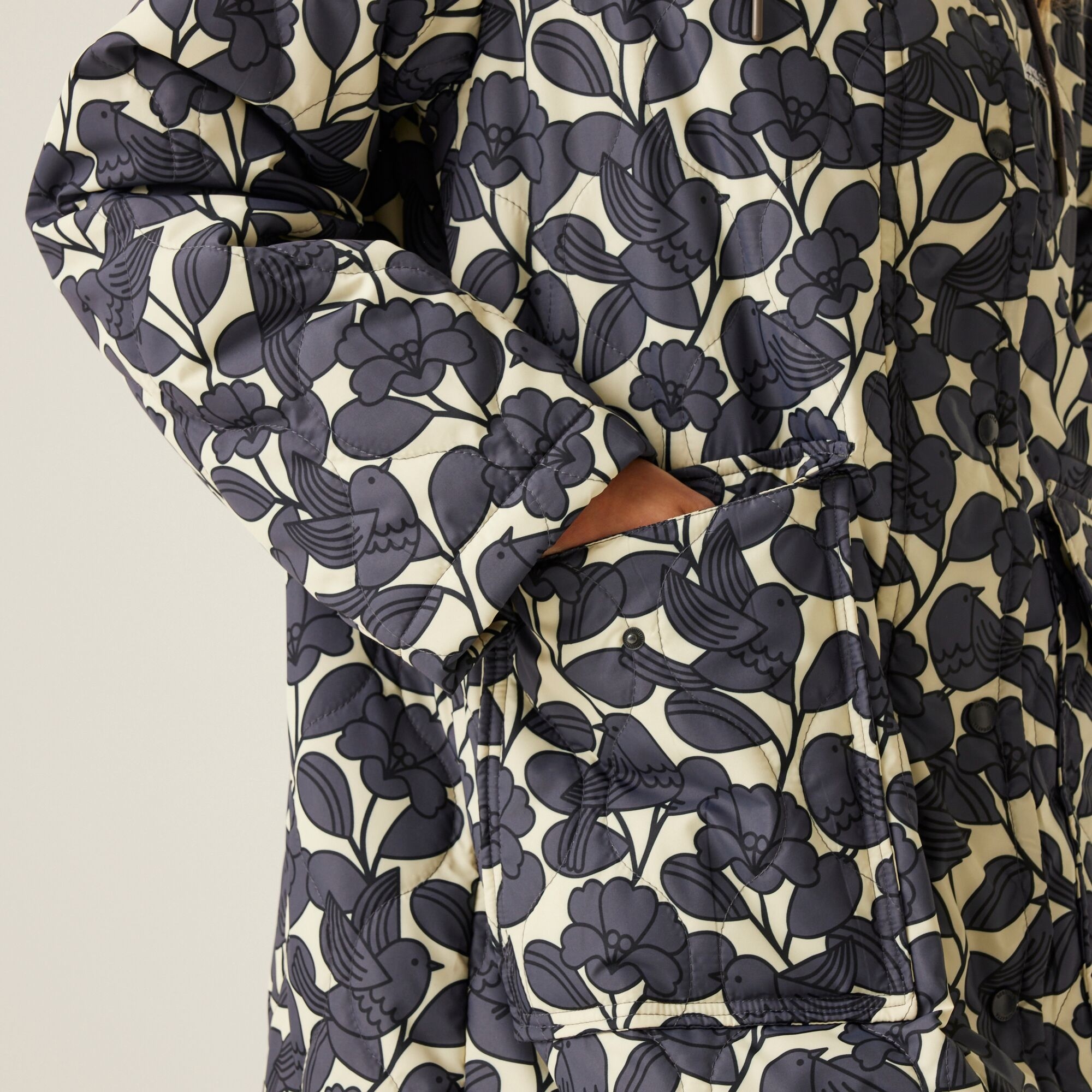 Orla Kiely Long Length Quilted Jacket | Birdy Grey