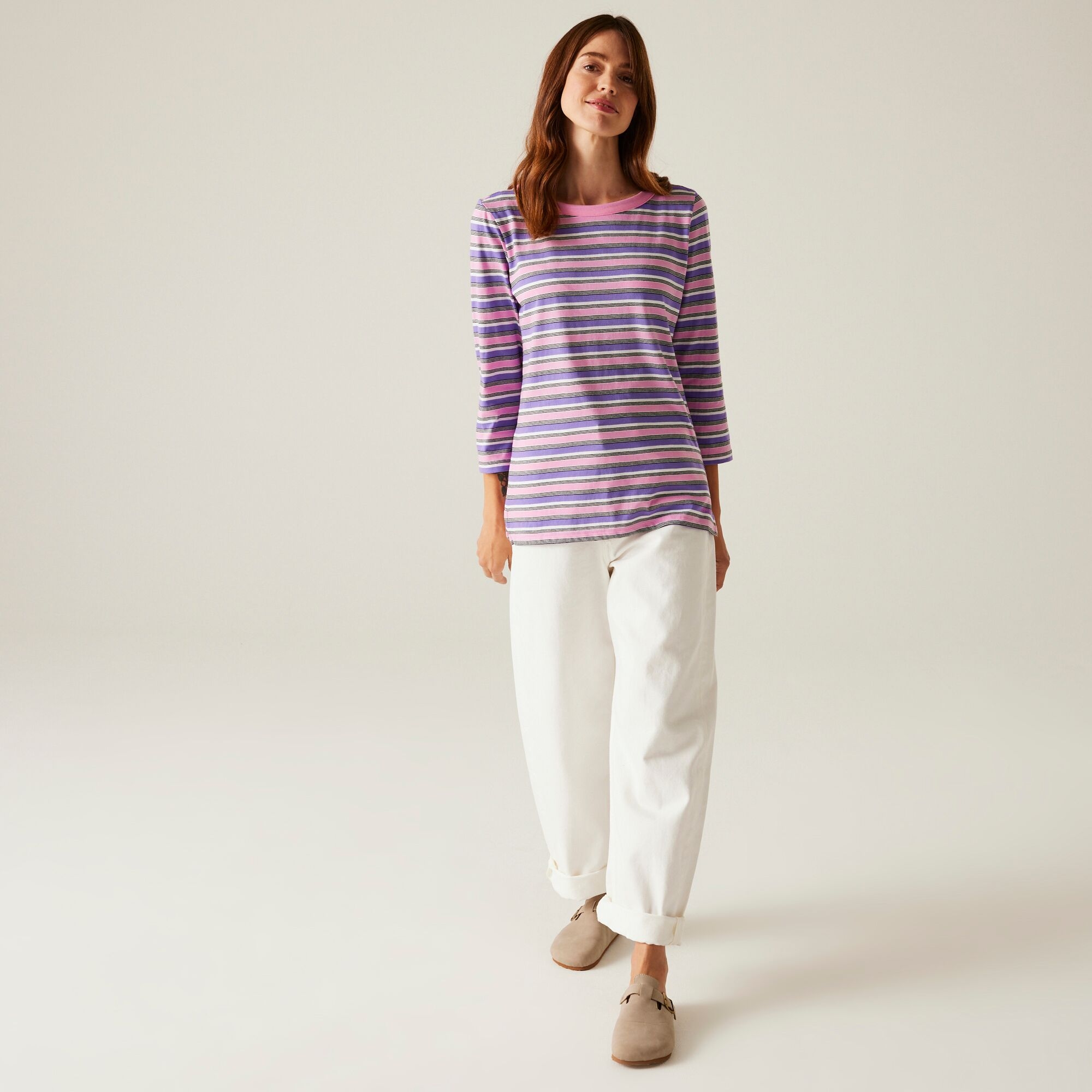 Women's Bayletta II 3/4 Sleeve Top  | Soft Pink Multi Stripe