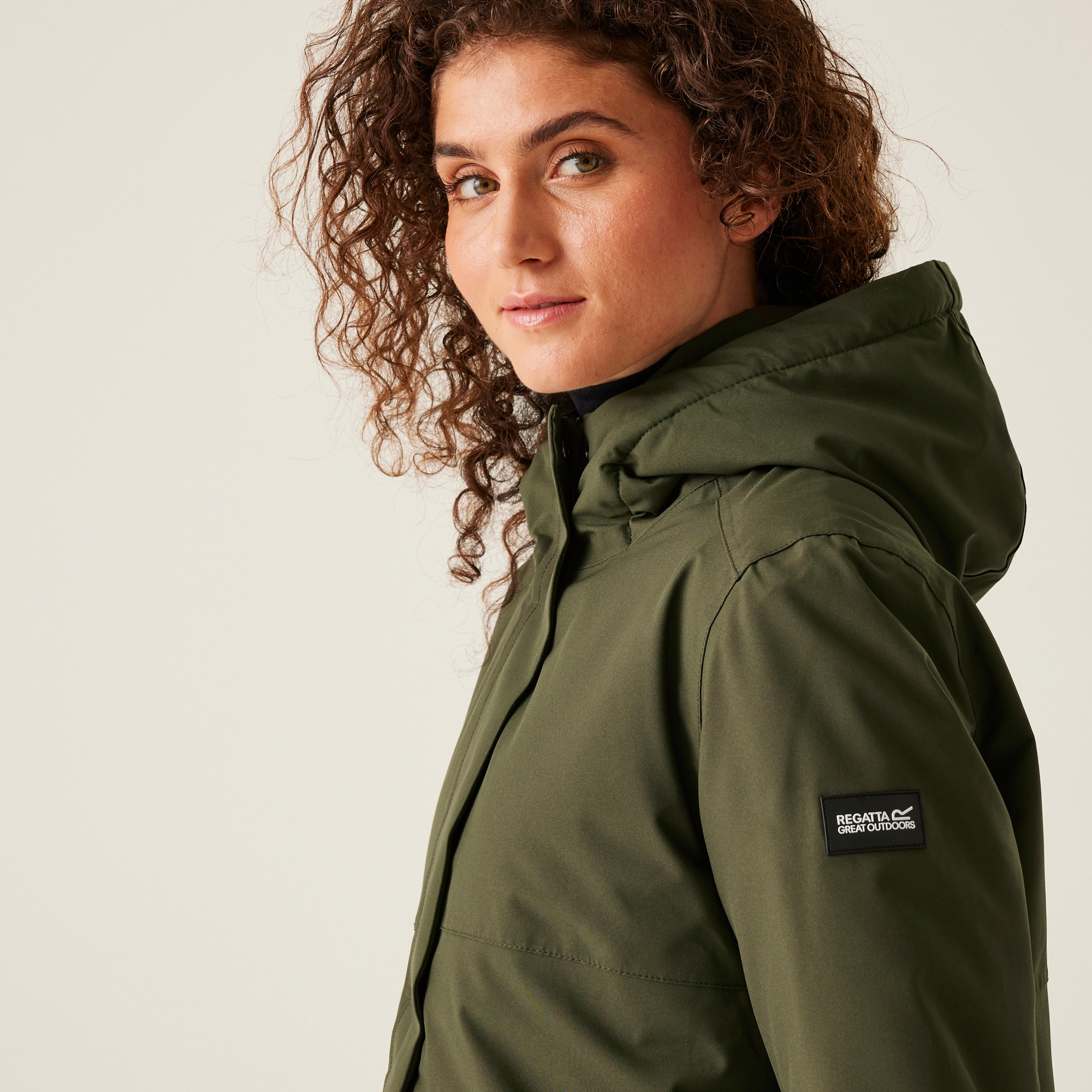Women's Yarli Waterproof Longline Jacket | Dark Khaki Black