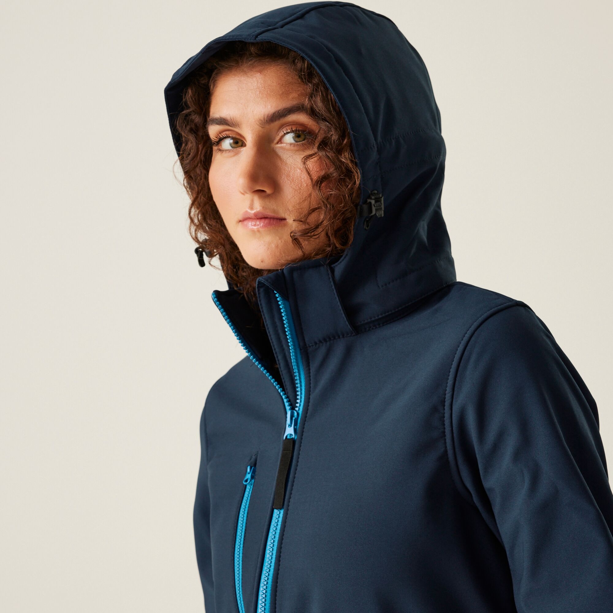Women's Venturer 3-layer Printable Hooded Softshell Jacket | Navy French Blue