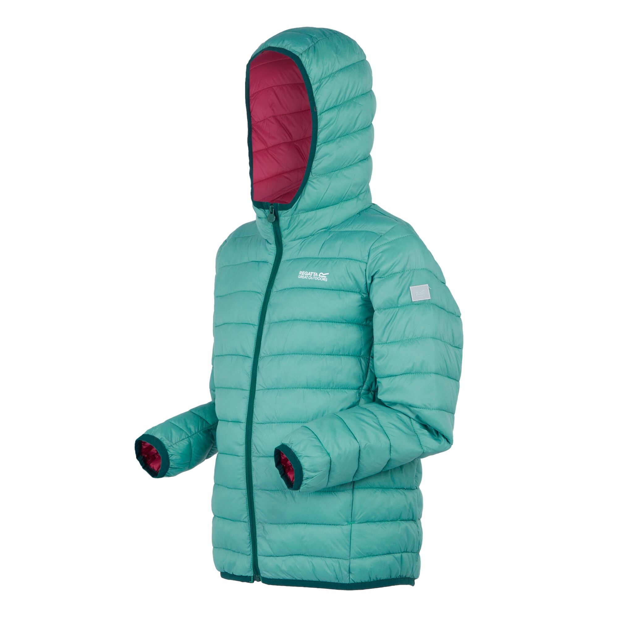 Kids' Hooded Marizion Padded Jacket | Dusty Green Deep Pink