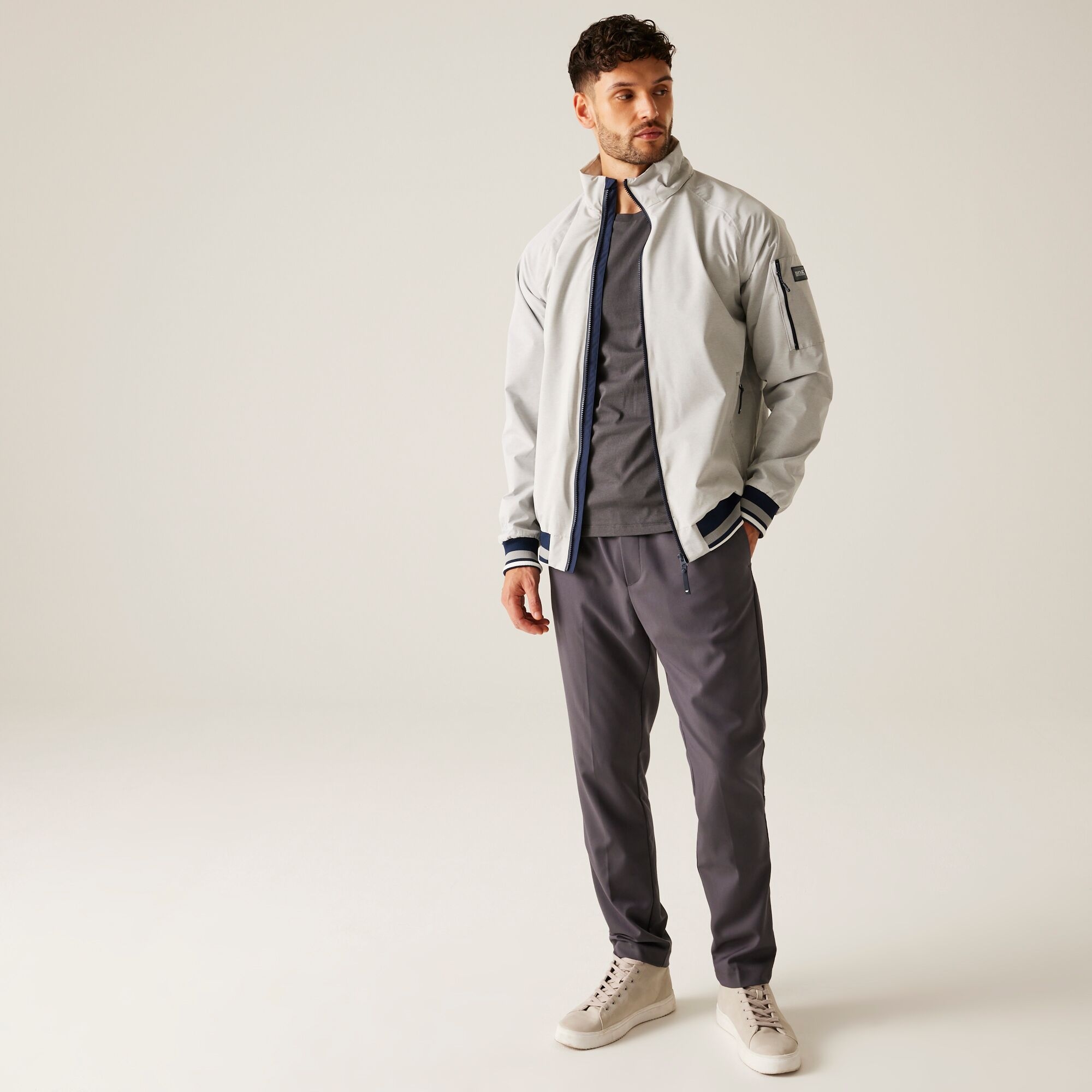 Men's Shorebay III Waterproof Jacket | Silver Grey Linear Stripe