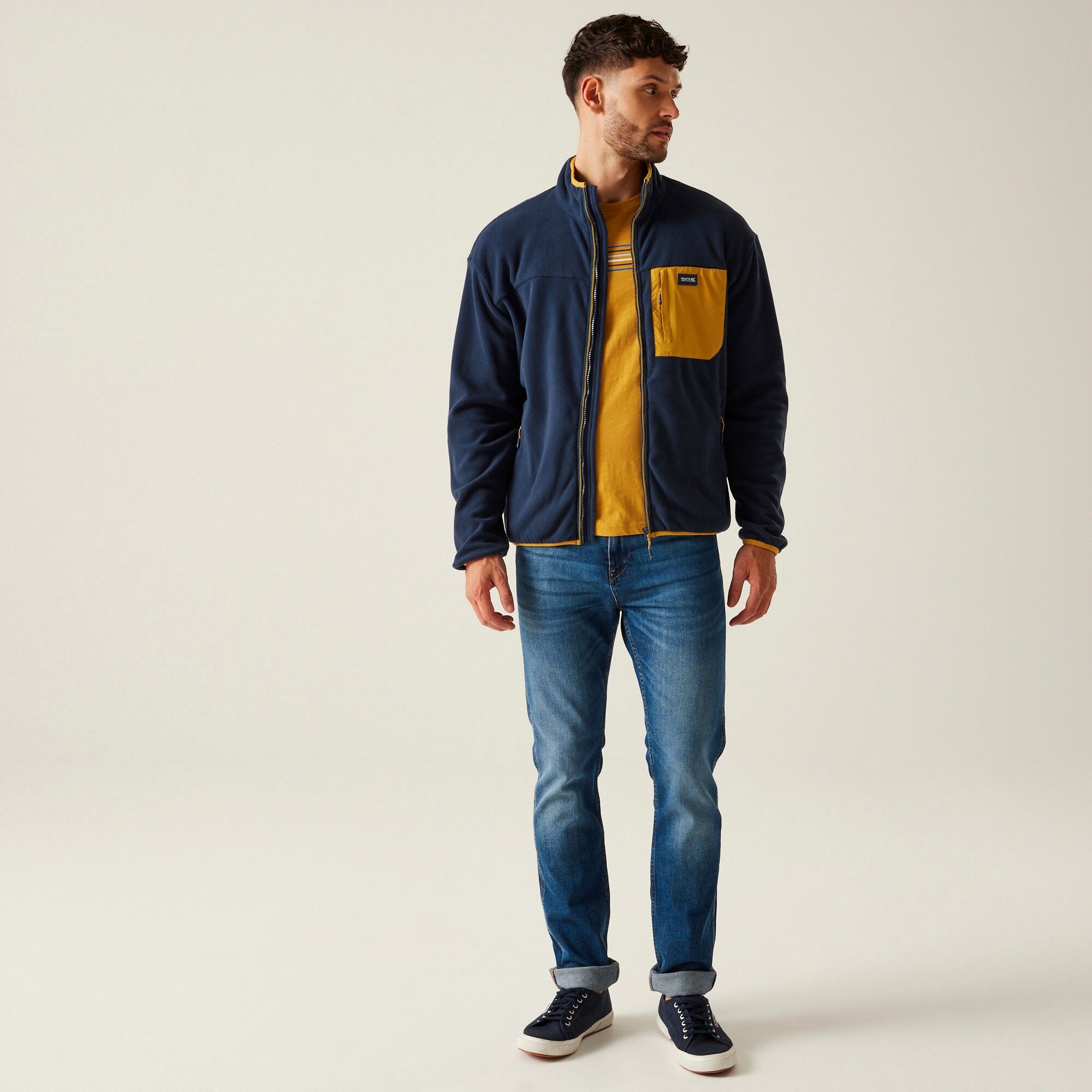 Men's Frankie Full Zip Fleece | Navy Mustard