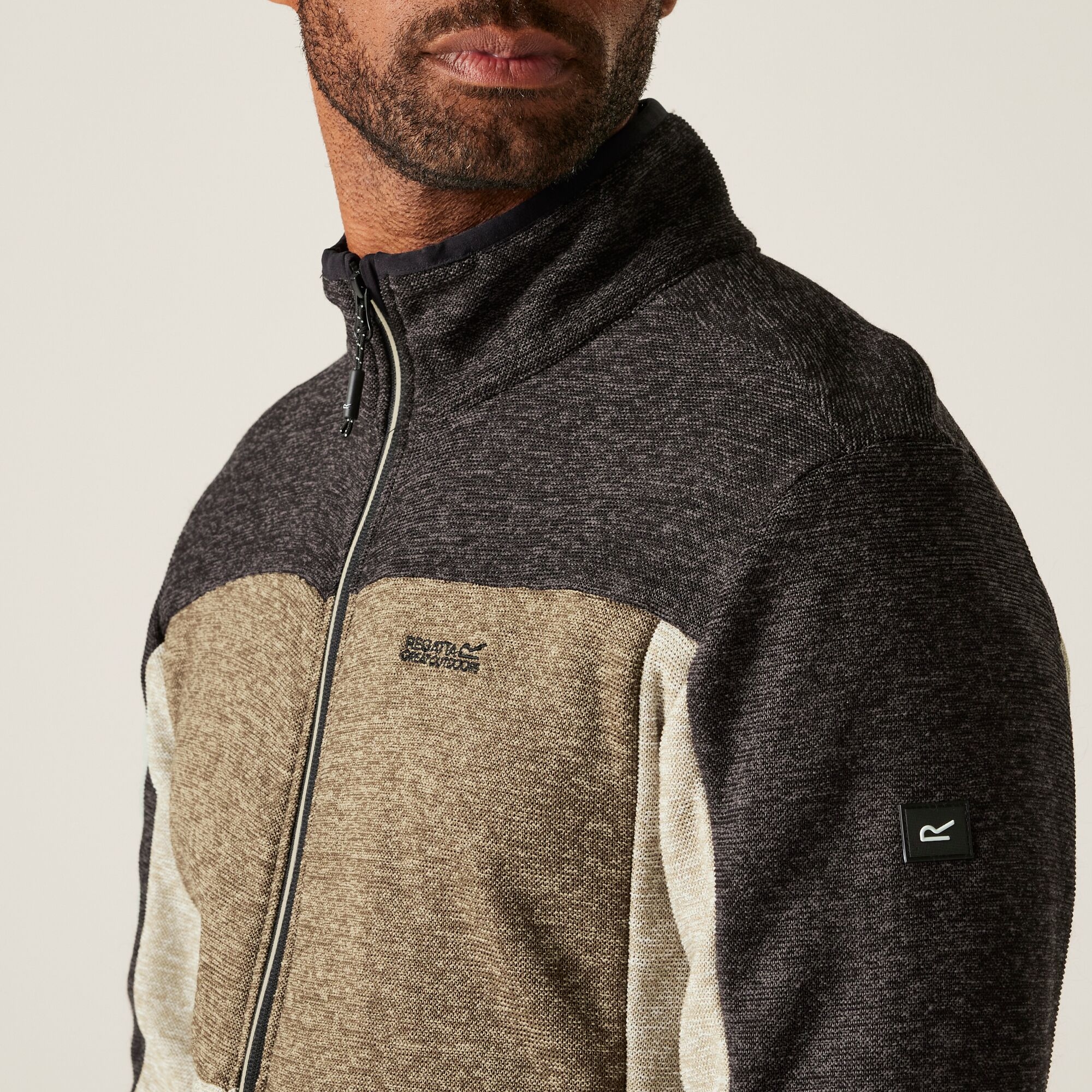 Men's Elram Full Zip Fleece | Golden Sand Treetop Black