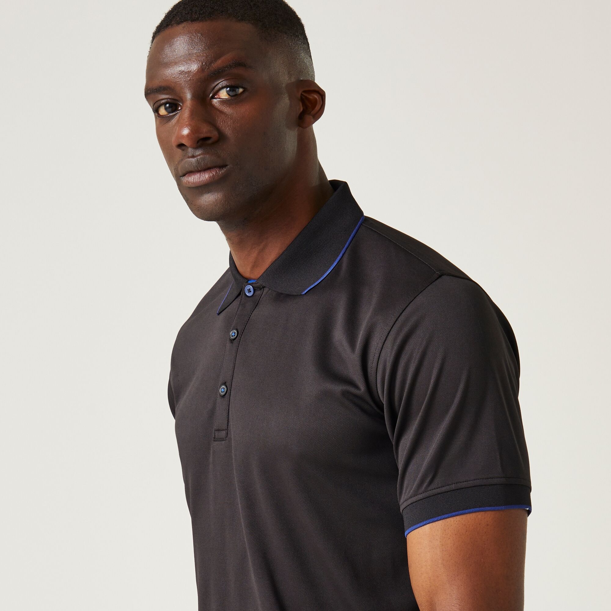 Men's Navigate Short Sleeve Polo Shirt | black new royal