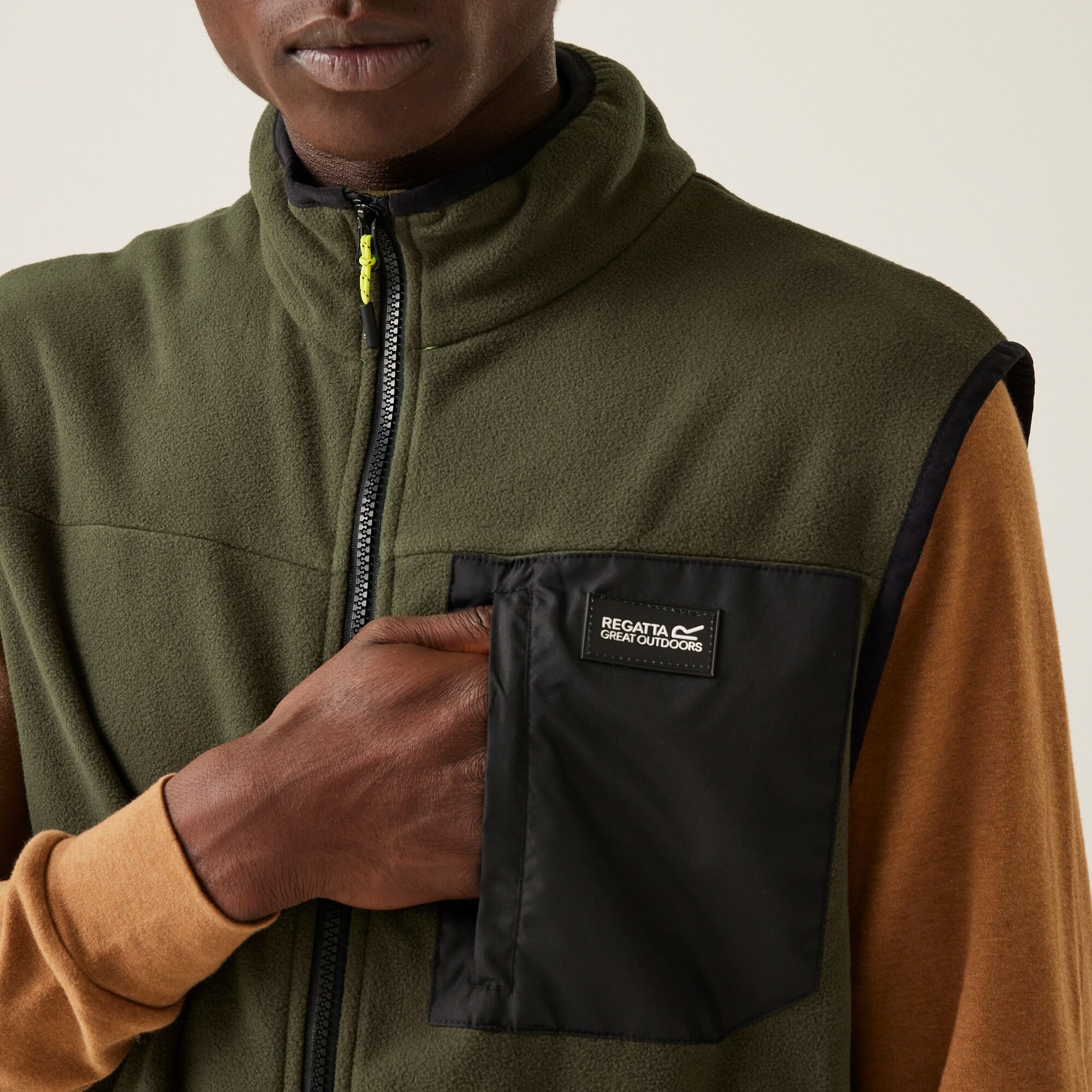 Men's Frankie Fleece Gilet | Dark Khaki