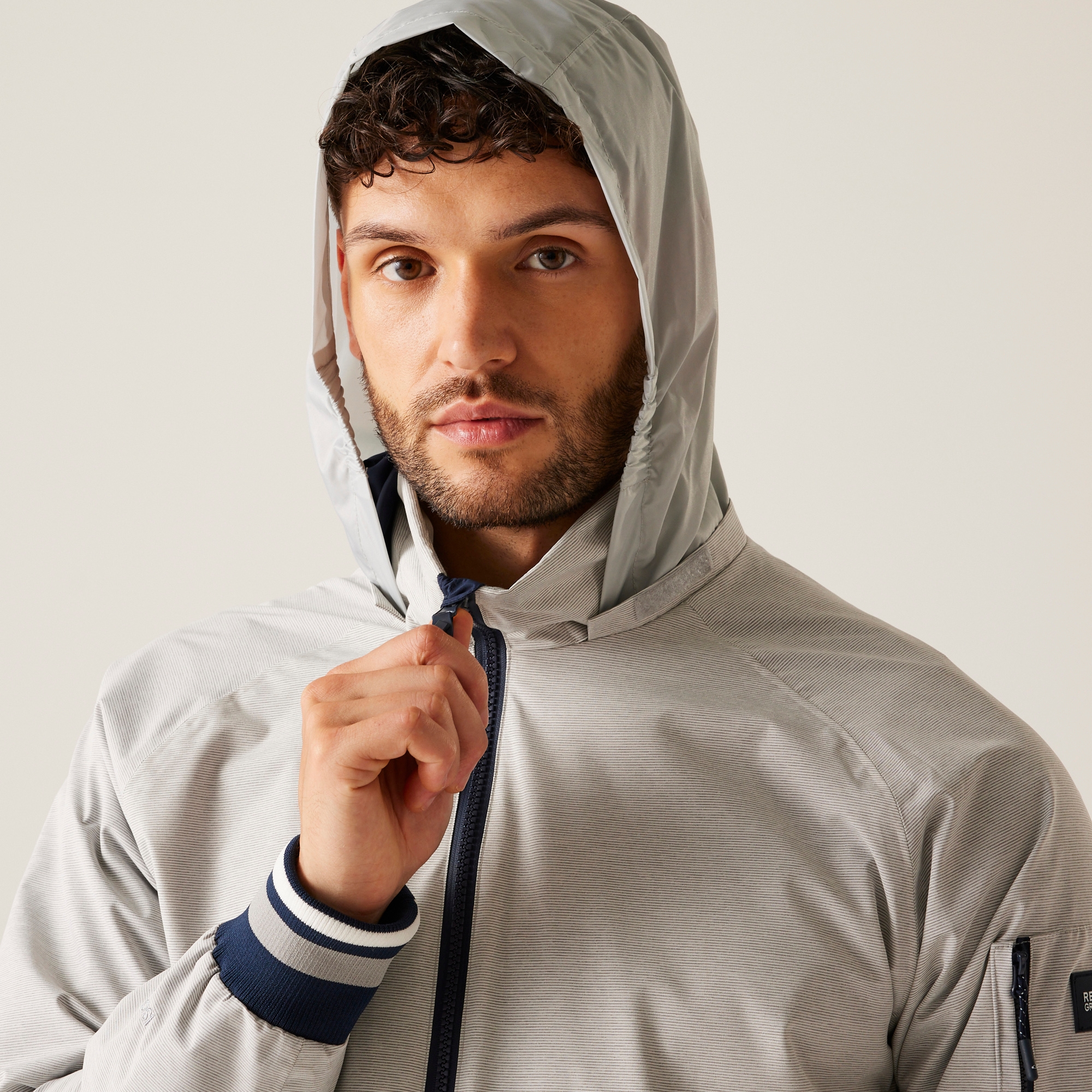 Men's Shorebay III Waterproof Jacket | Silver Grey Linear Stripe