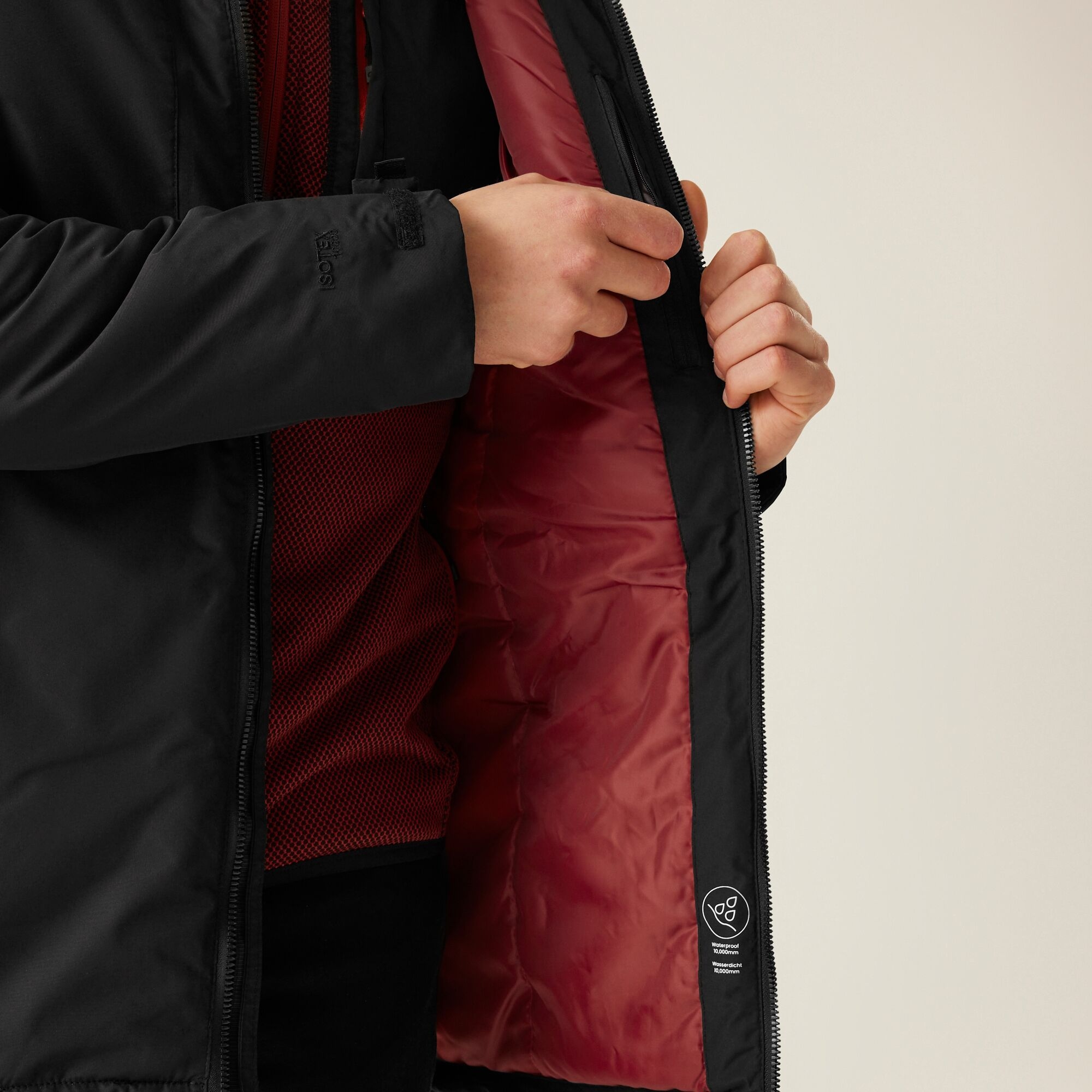 Men's Larrick Waterproof Insulated Jacket | Black Red Ochre