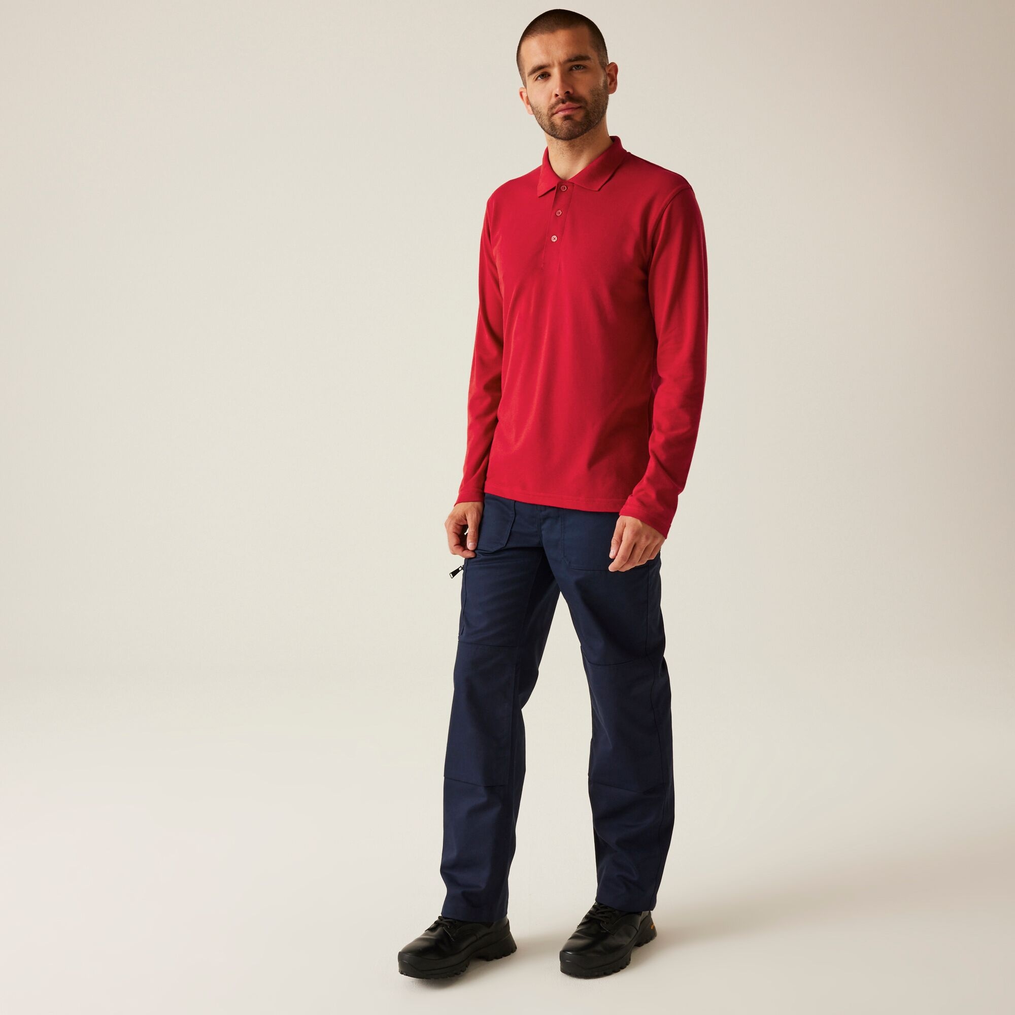 Men's 65/35 LS Polo Top | Classic Red