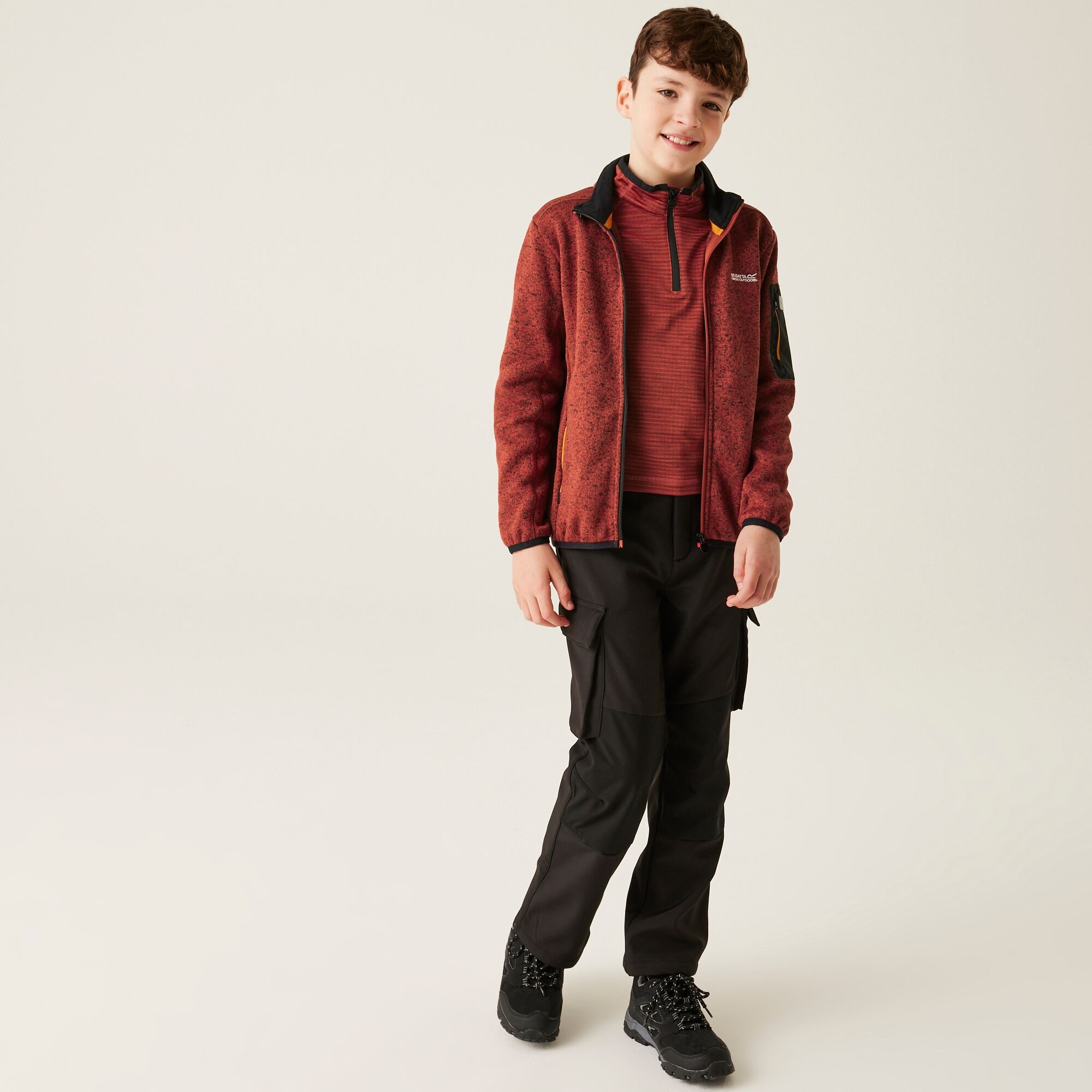 Kids' Newhill Full Zip Fleece | Red Ochre Black