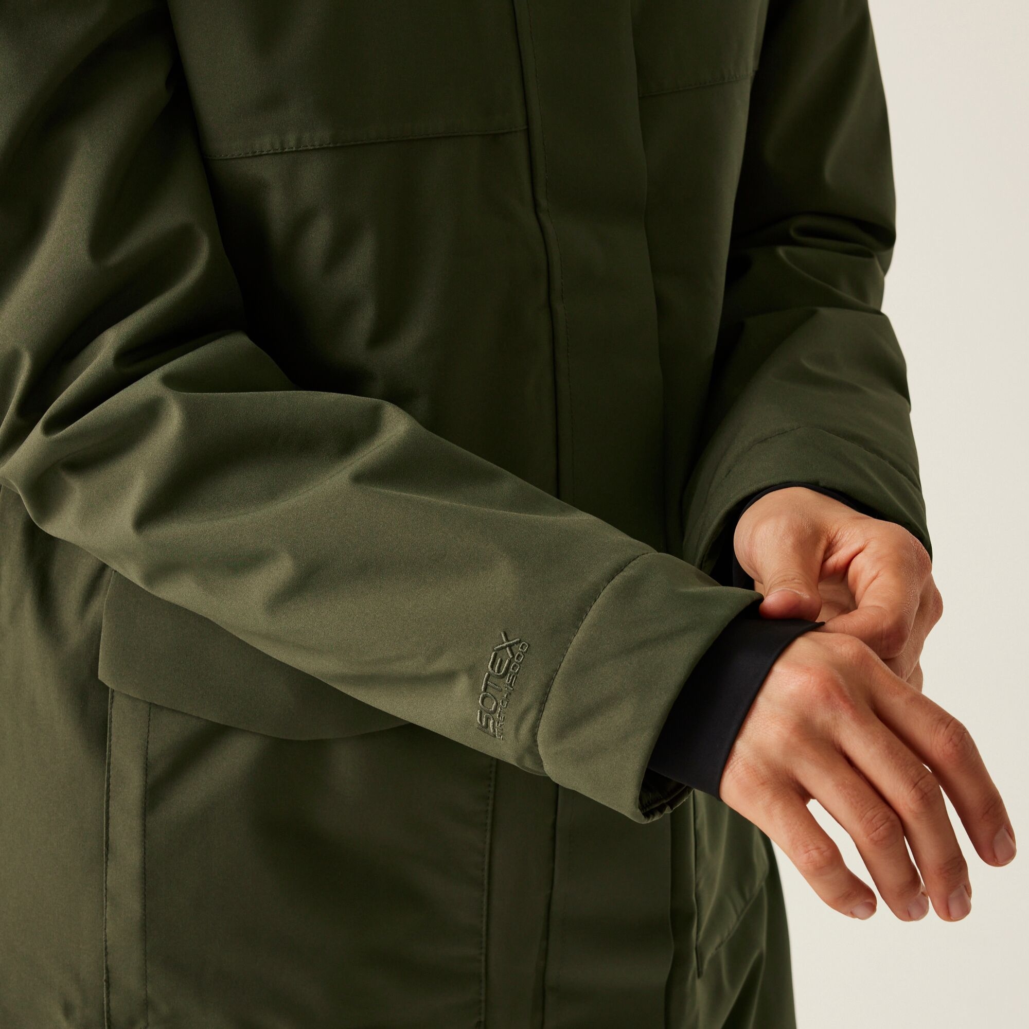 Women's Yarli Waterproof Longline Jacket | Dark Khaki Black