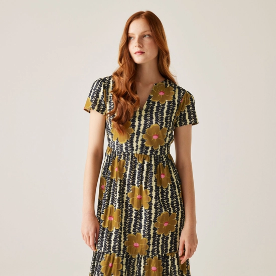 Orla Kiely Tiered Midi Dress | Lotus Yellow
