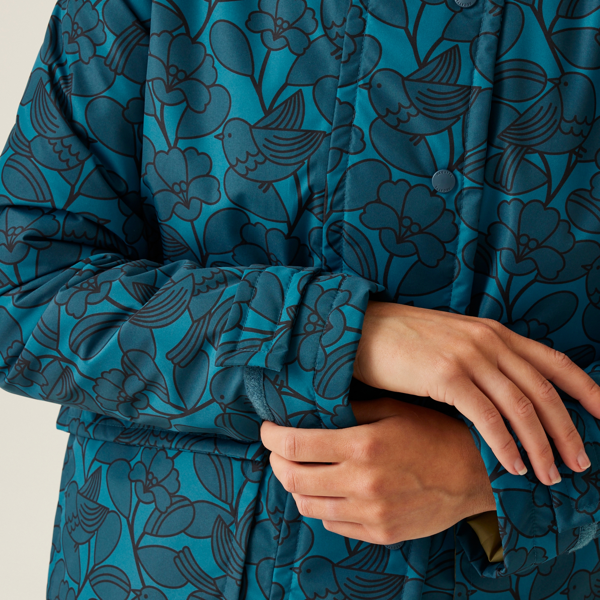 Orla Kiely Mid Length Waterproof Jacket | Birdy Blue