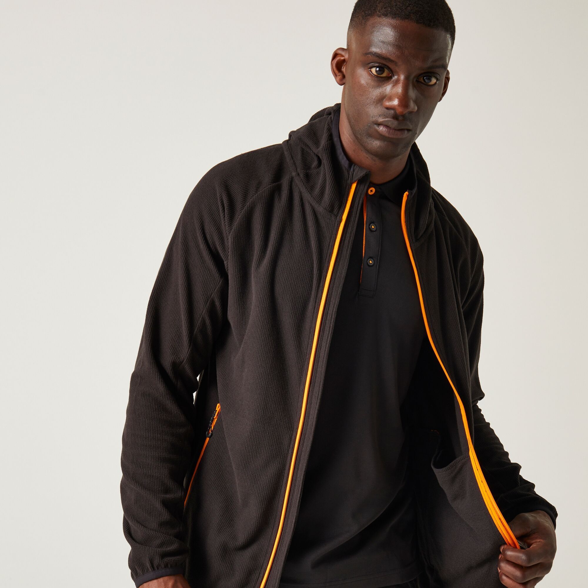 Men's Navigate Full-Zip Fleece | Black Orange Pop