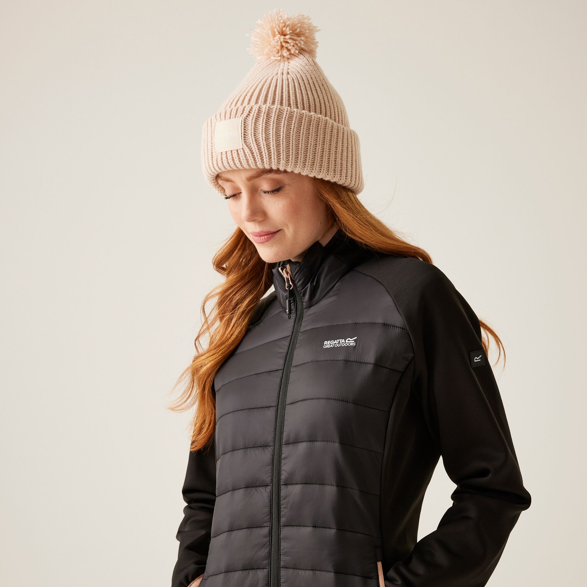 Women's Clumber V Hybrid Jacket | Black Warm Taupe