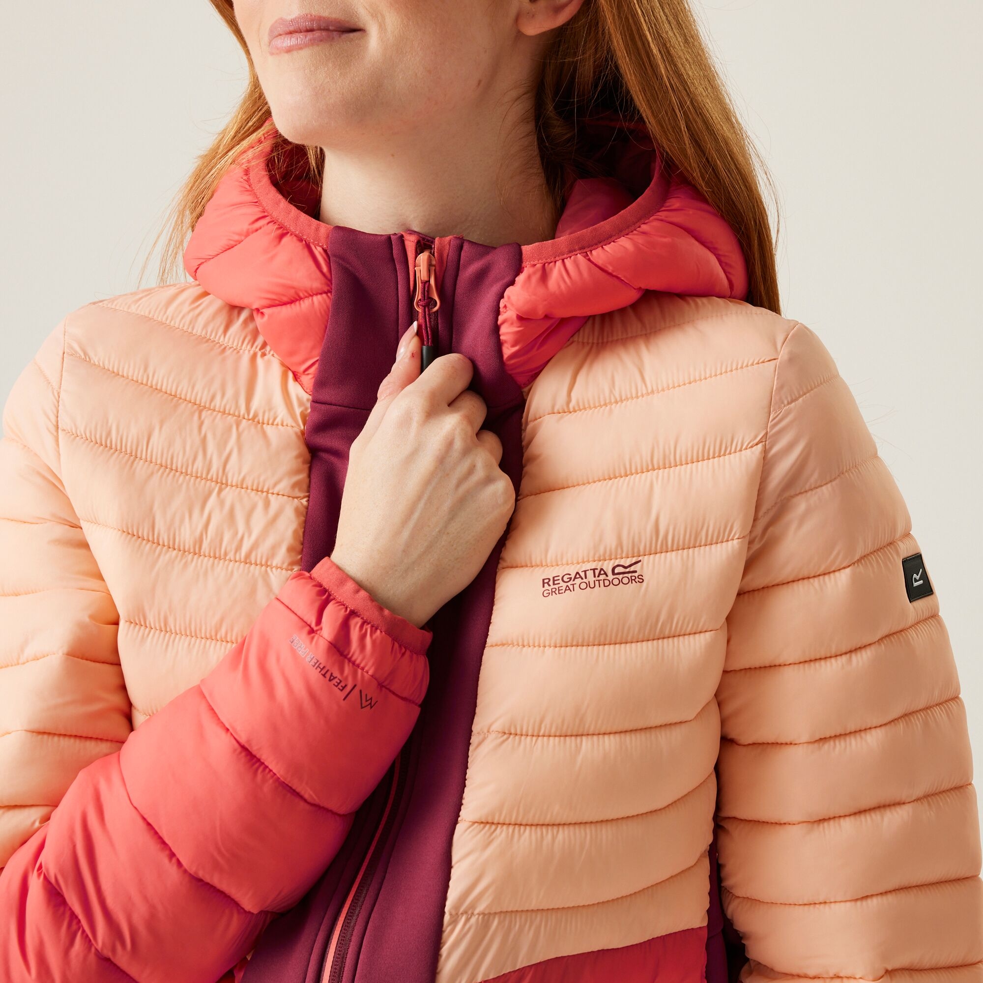 Women's Leedre Hooded Hybrid Jacket | Rumba Red Mineral Red