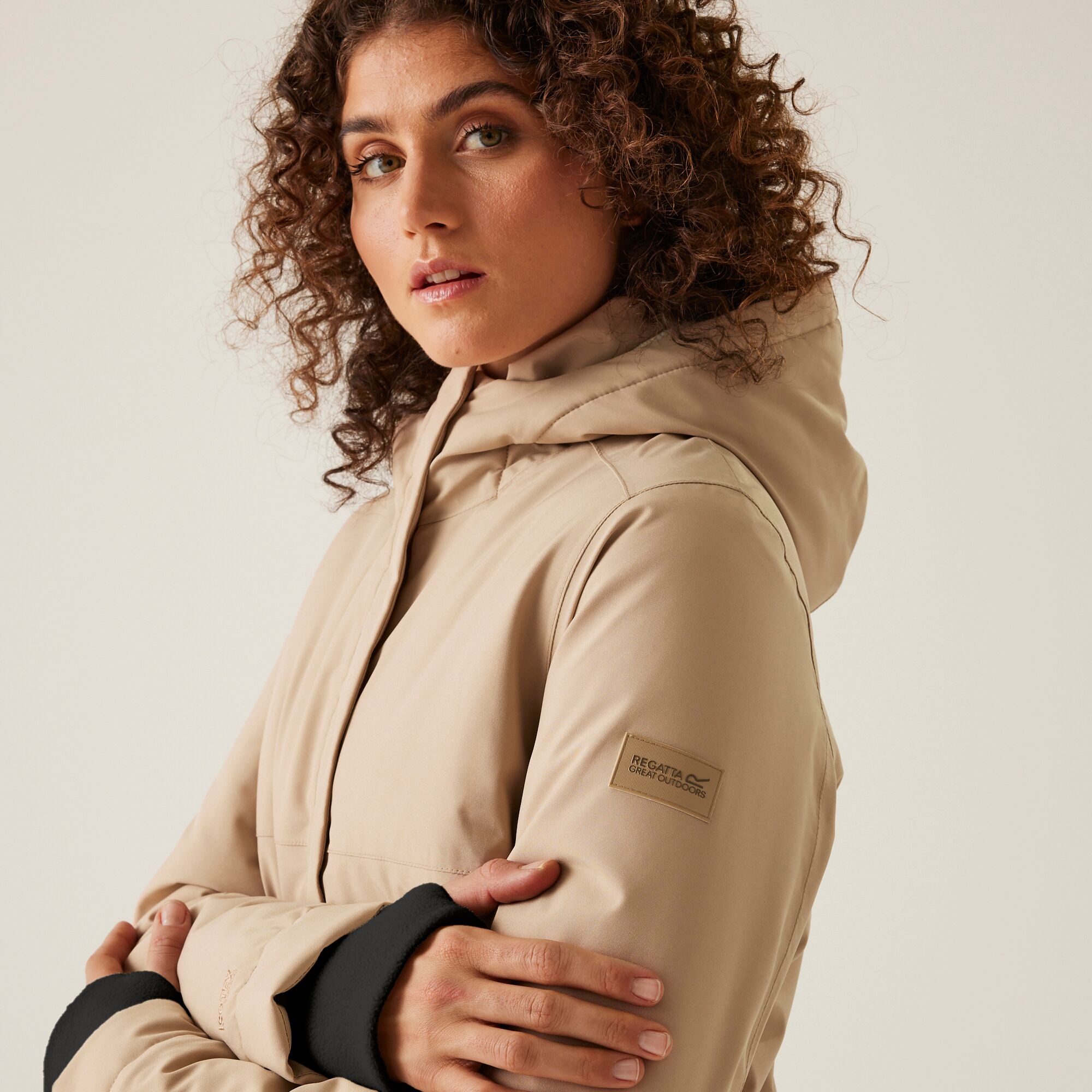 Women's Yarli Waterproof Longline Jacket | Warm Taupe Light Vanilla