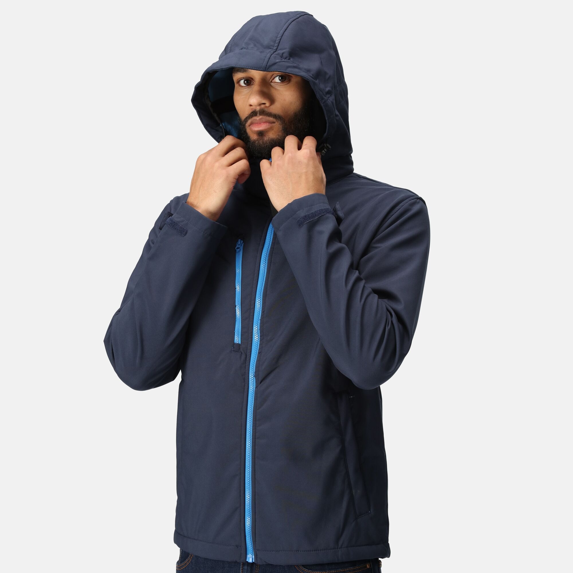 Men's Venturer 3 Layer Printable Hooded Softshell Jacket | Navy French Blue
