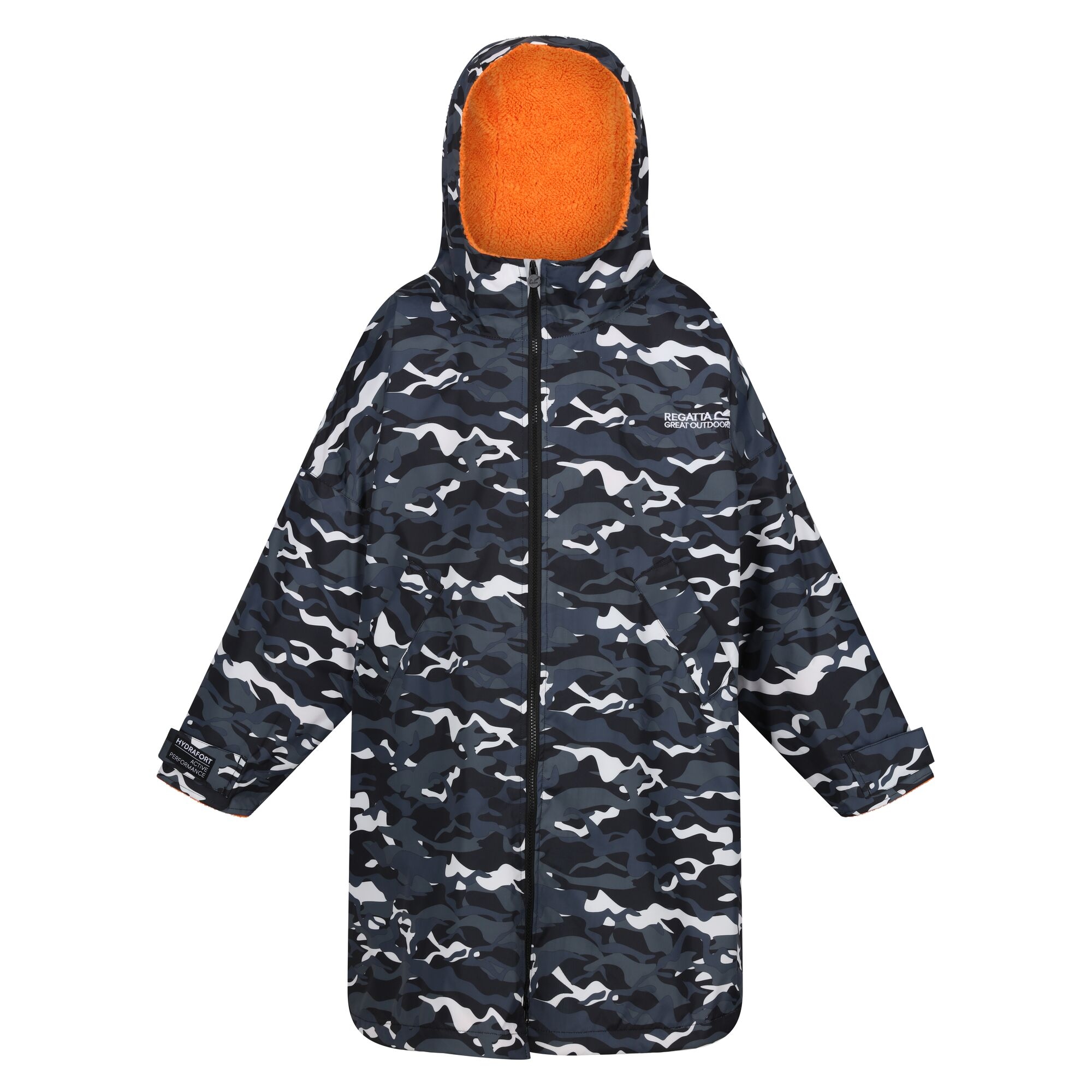 Junior Waterproof Changing Robe | Black Camo Persimmon