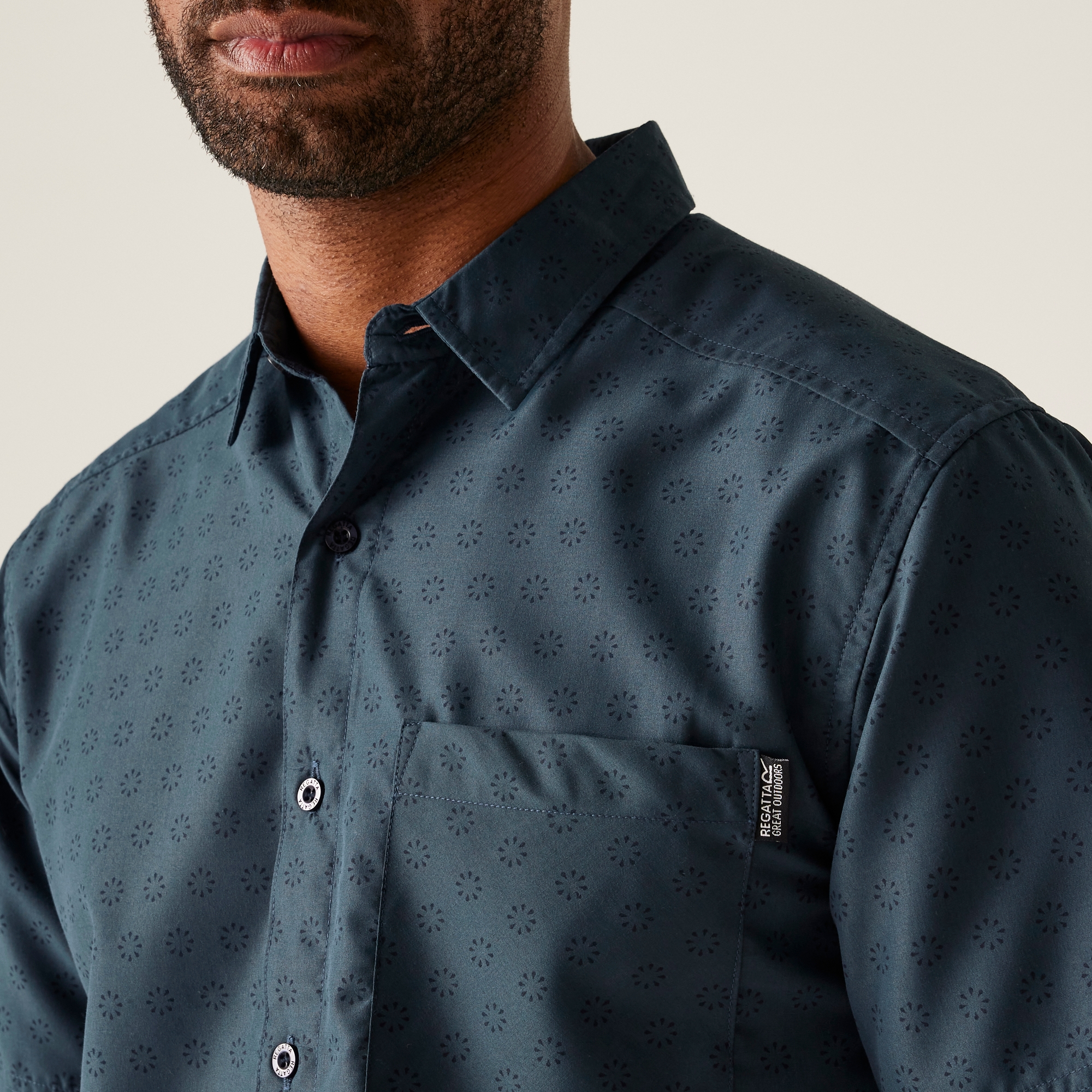 Men's Mindano IX Short Sleeve Shirt | Moonlight Denim Circle Print