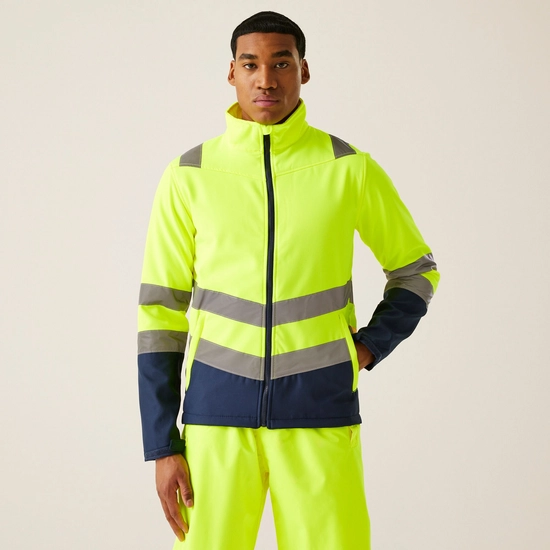 Men's Hi-Vis 2-Layer Softshell Jacket | Orange Navy