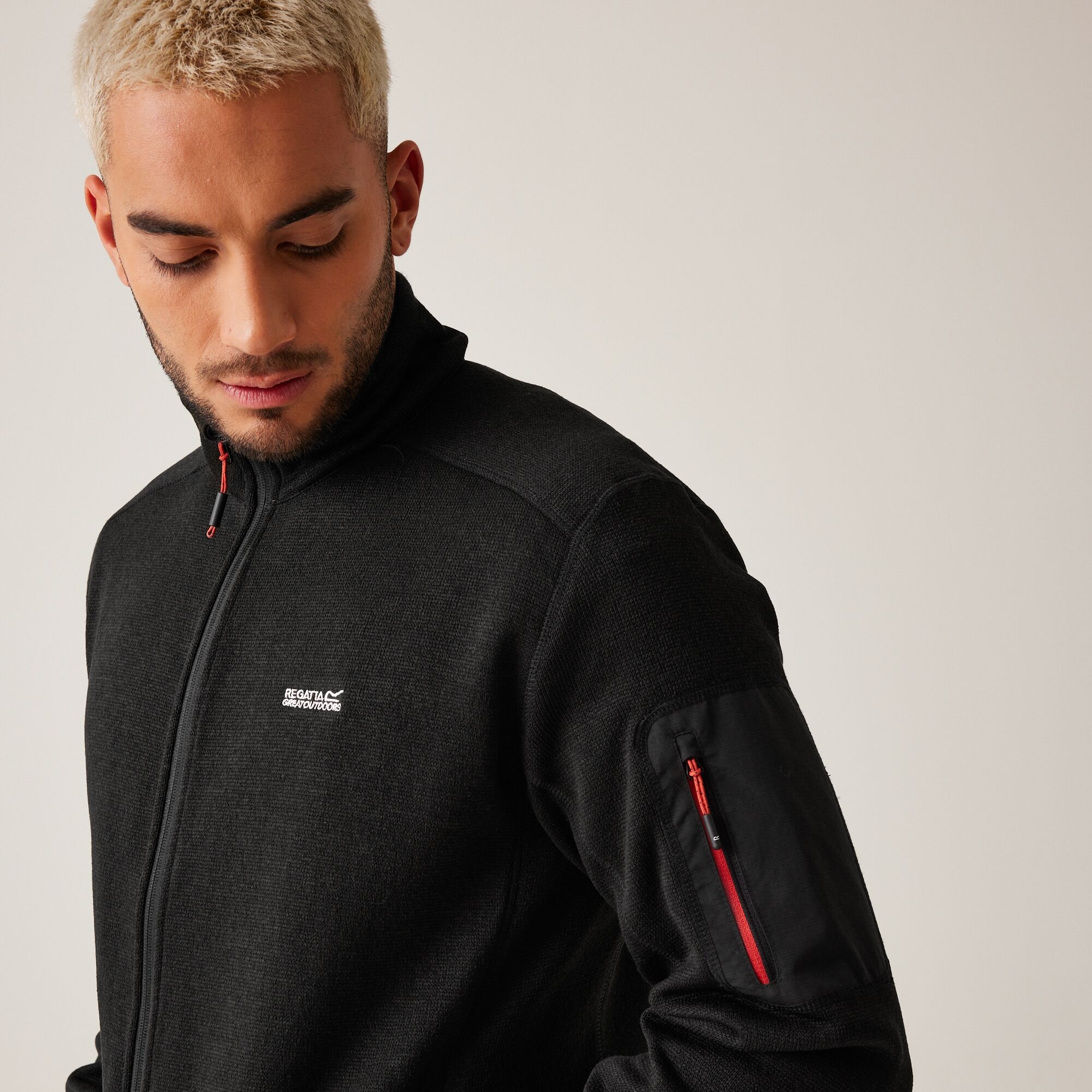 Men's Newhill Full Zip Fleece | Black Red Ochre
