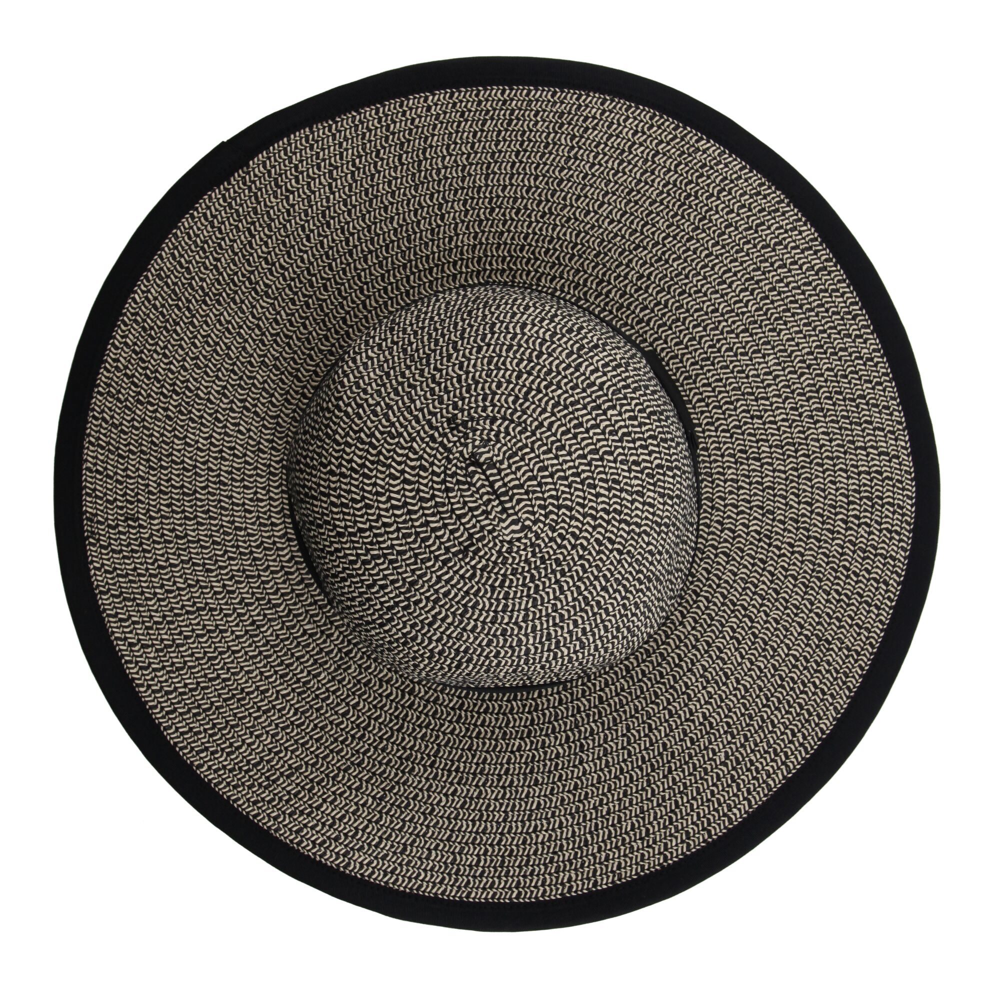 Women's Straw Sun Hat Bucket Hat | Black Natural Straw
