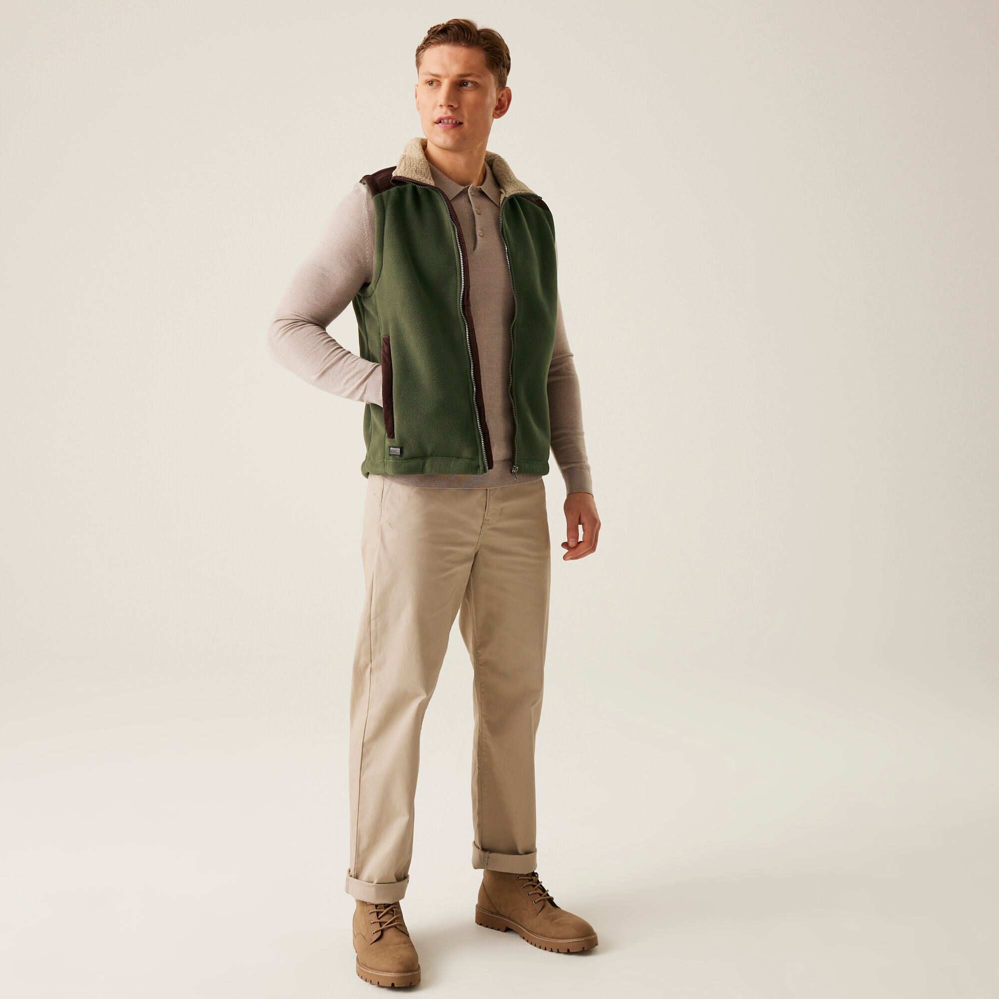 Men's Faversham Fleece Bodywarmer | Dark Khaki
