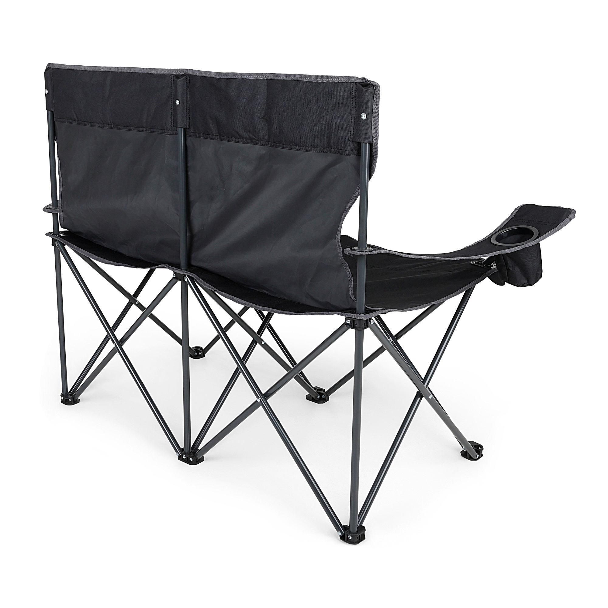 Isla Double Camping Chair with Storage Bag | Black Seal Grey