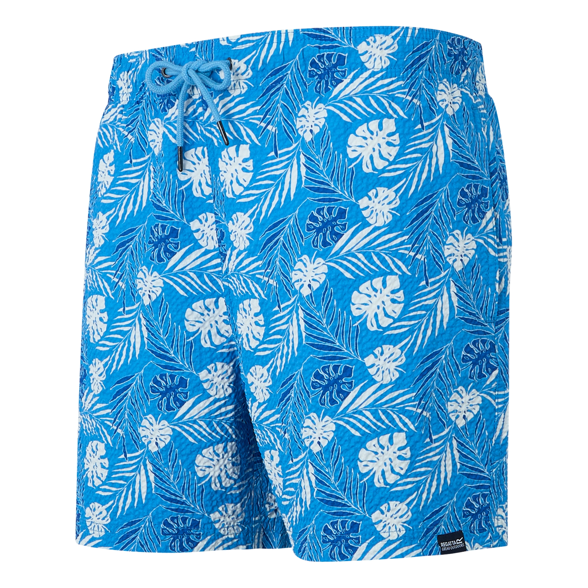 Men's Loras Swim Shorts | Elysium Blue Leaf Seersucker Co-Ord