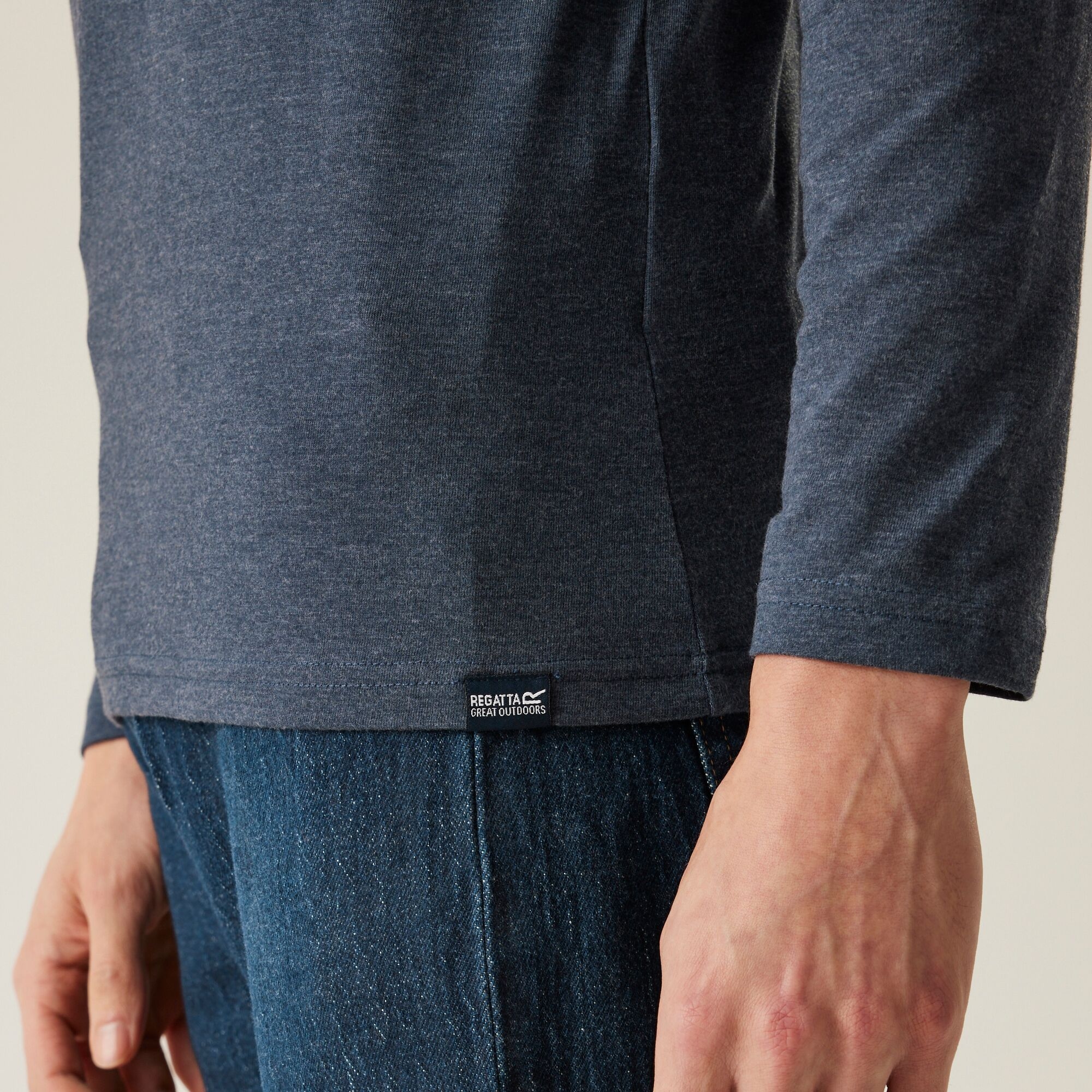 Men's Maylow Long Sleeved T-Shirt | Navy Marl Graphic